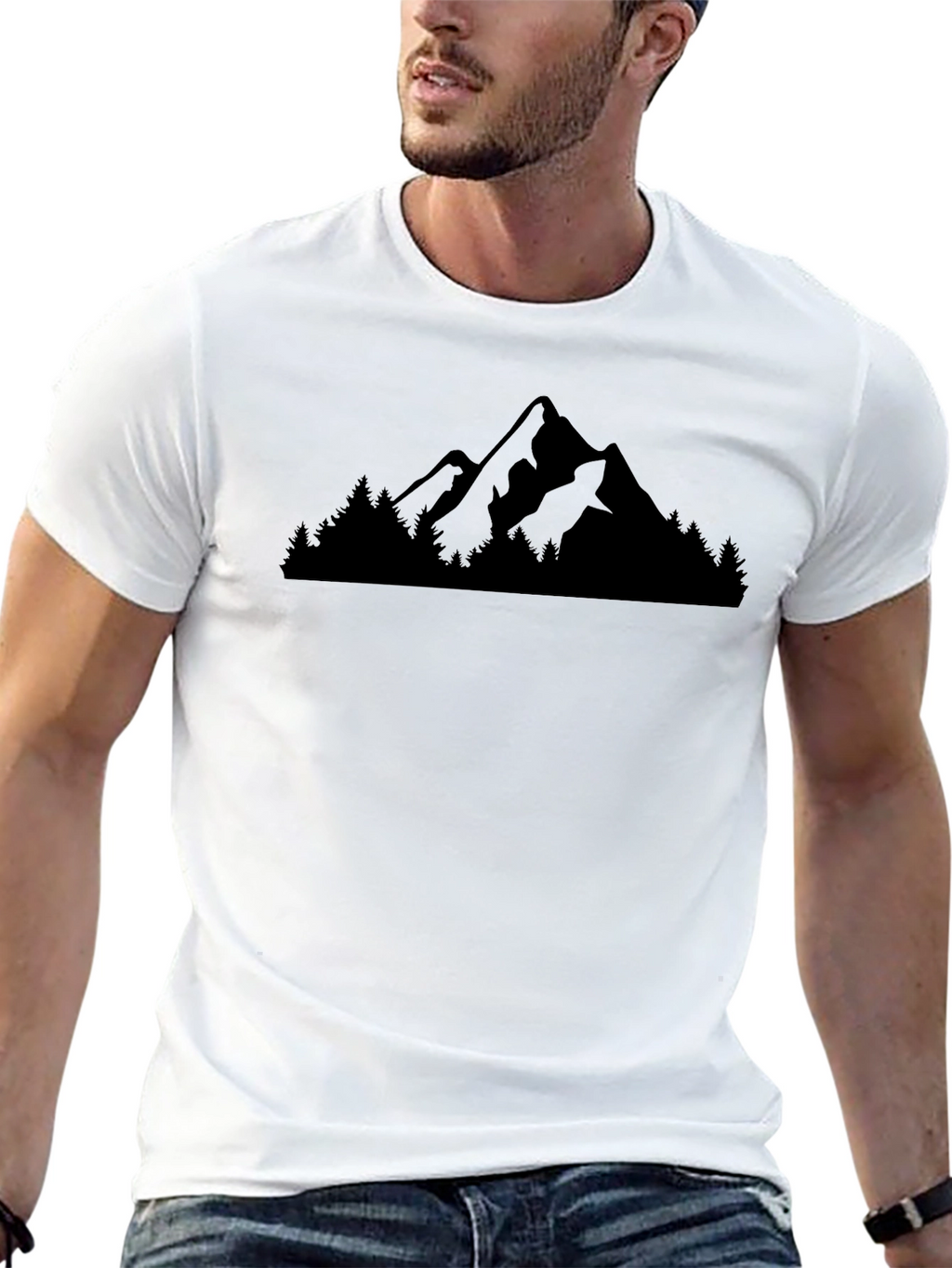 Mountain & Trees Graphic Black T-Shirt