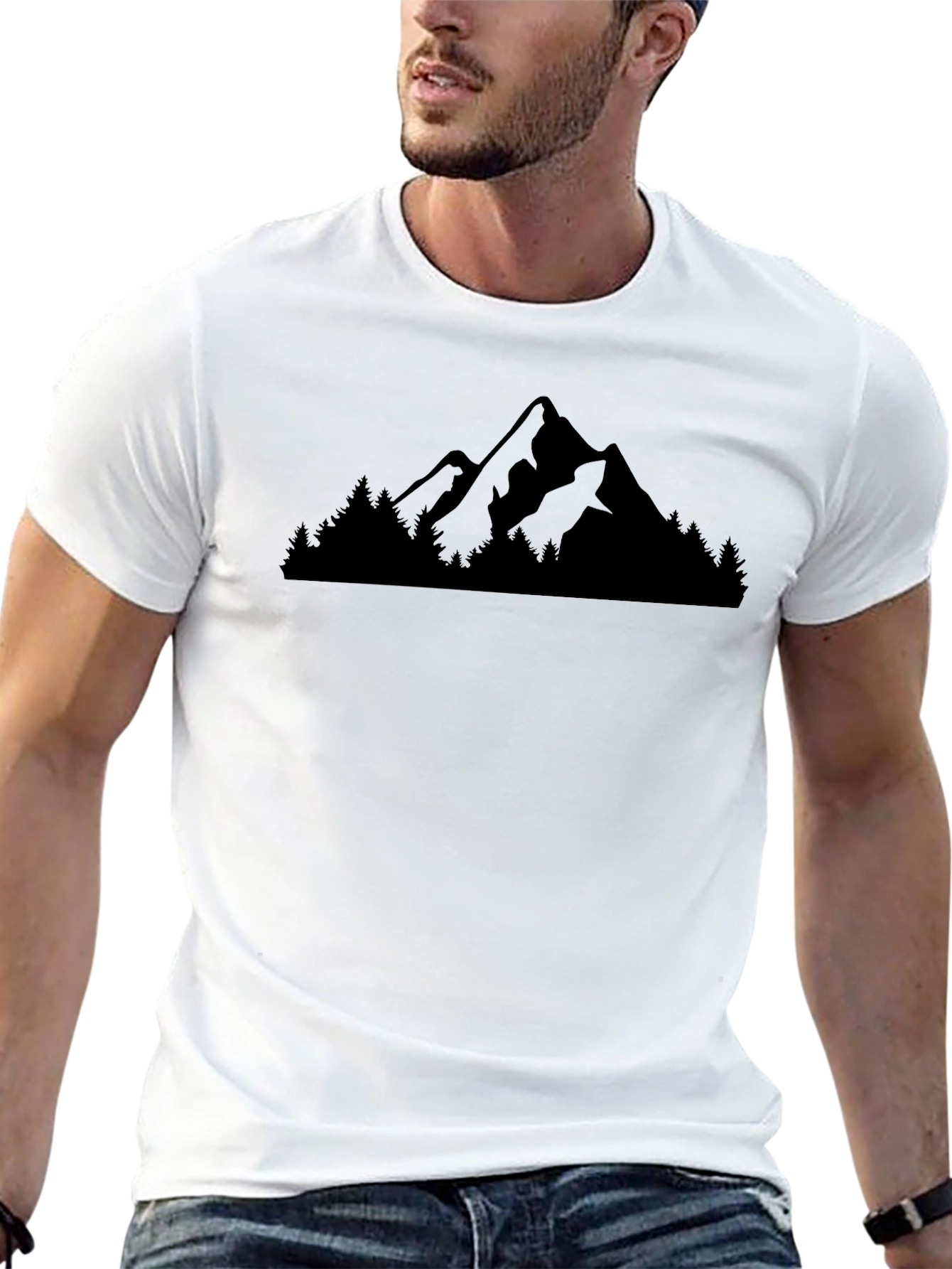 Mountain & Trees Graphic Black T-Shirt