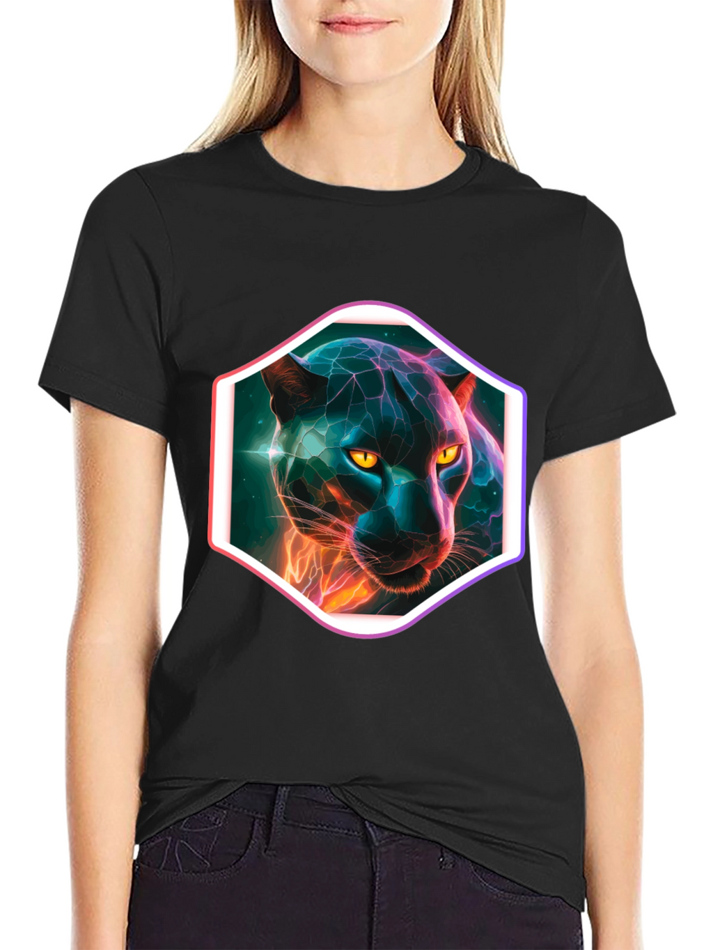 Neon Panther Graphic T-Shirt