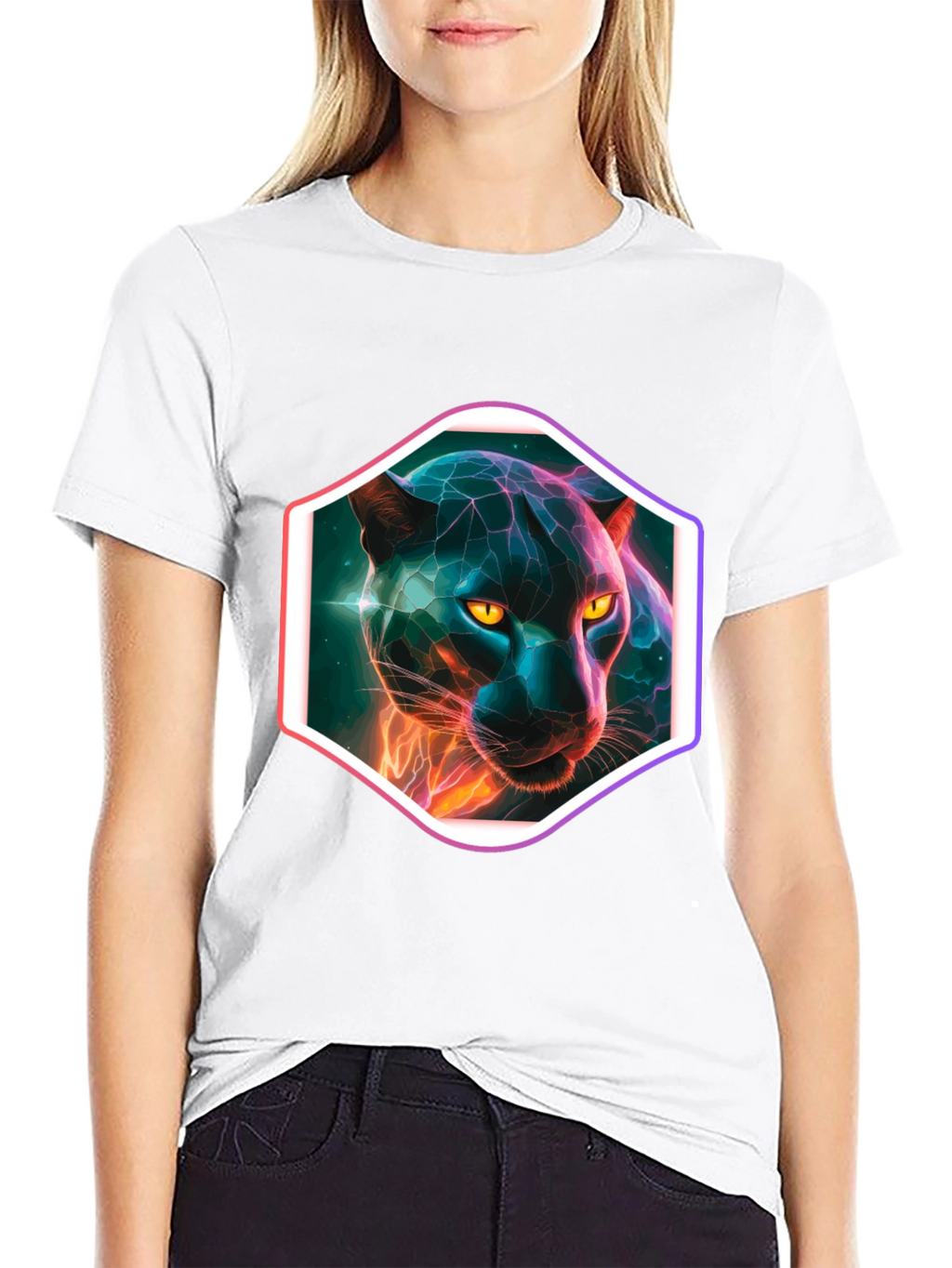 Neon Panther Graphic T-Shirt