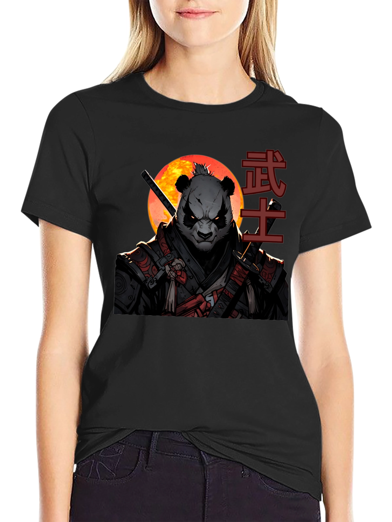 Samurai Panda Graphic Tee - Martial Arts Style