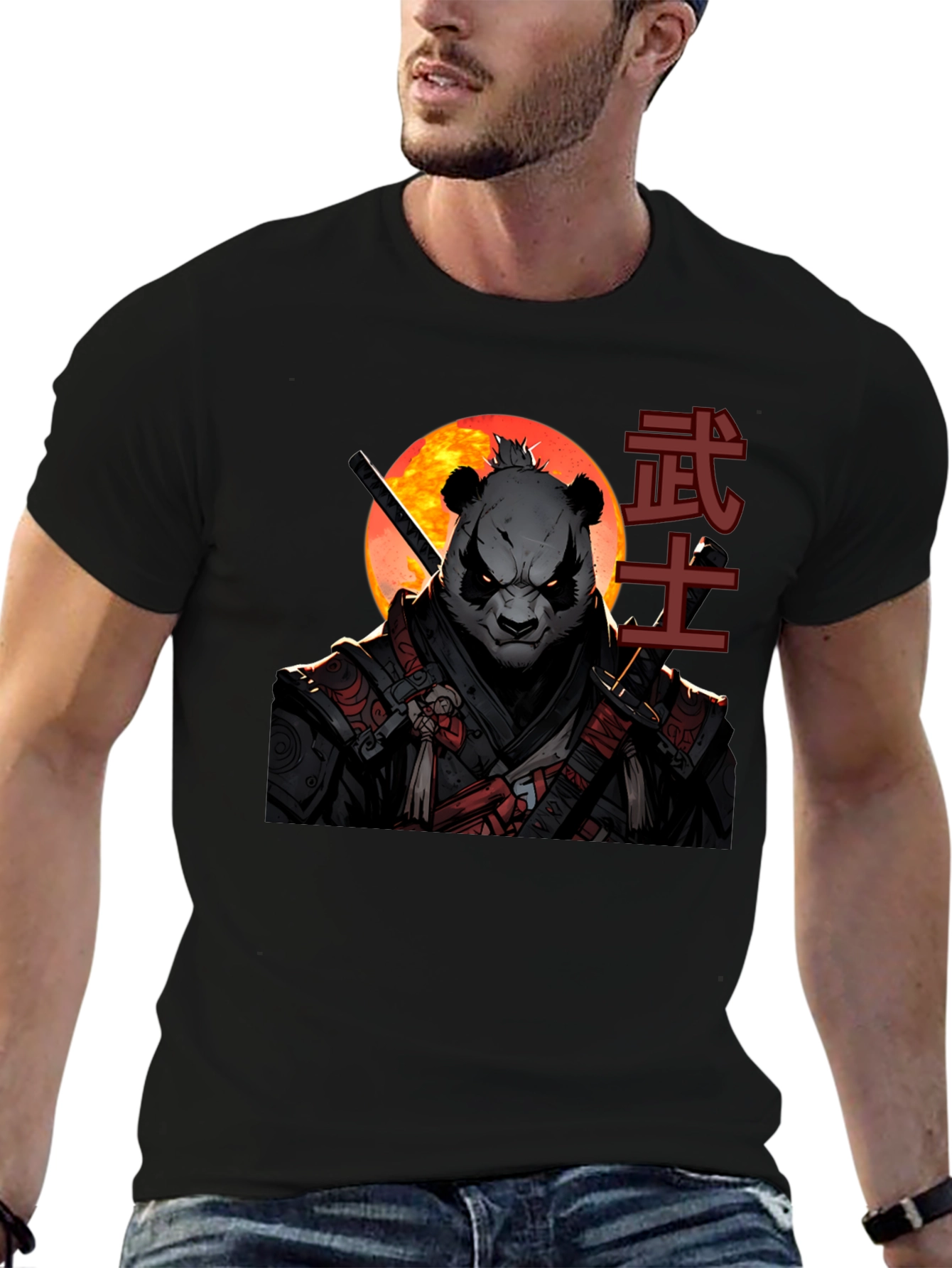 Samurai Panda Graphic Tee - Martial Arts Style