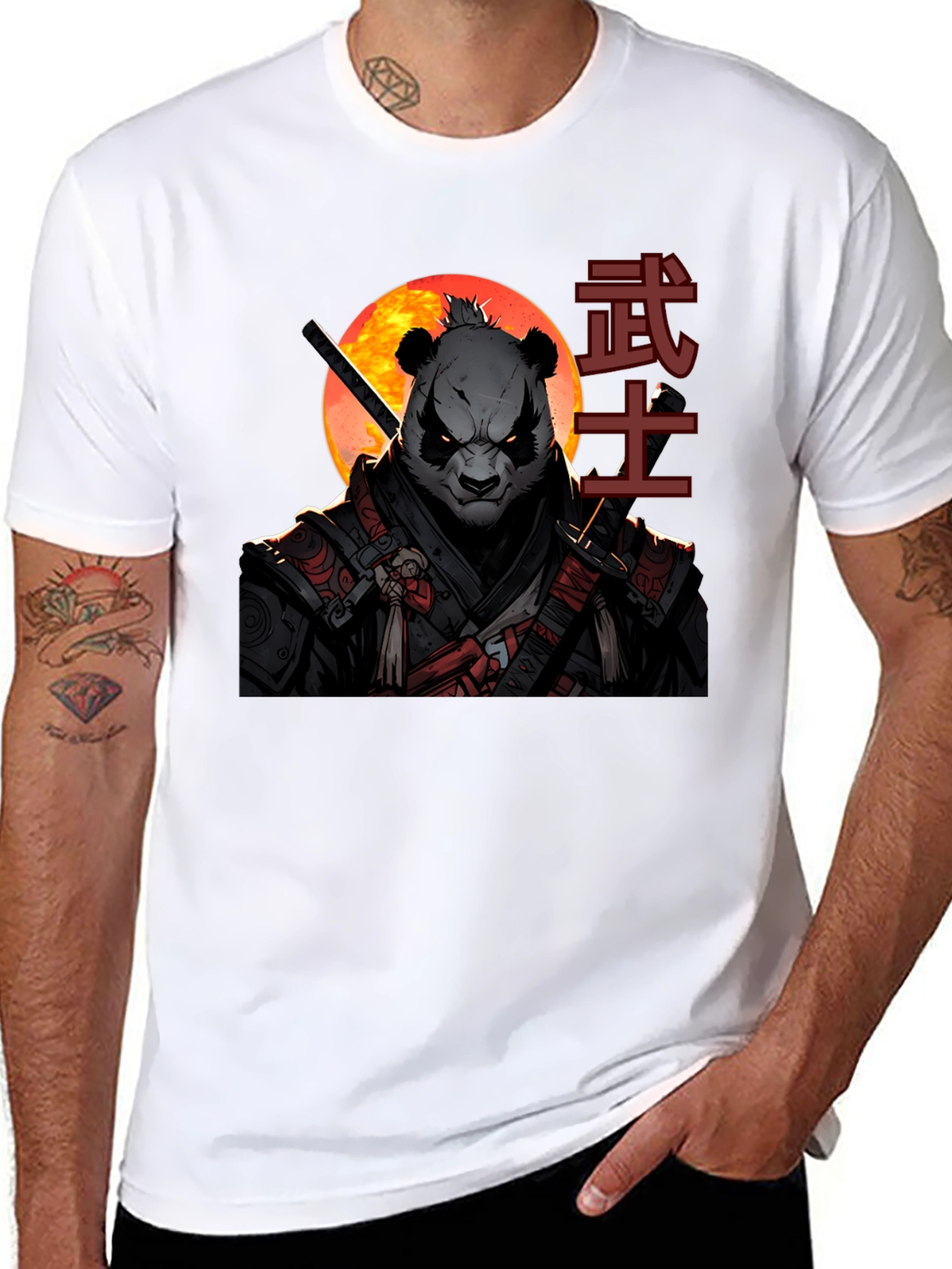 Samurai Panda Graphic Tee - Martial Arts Style