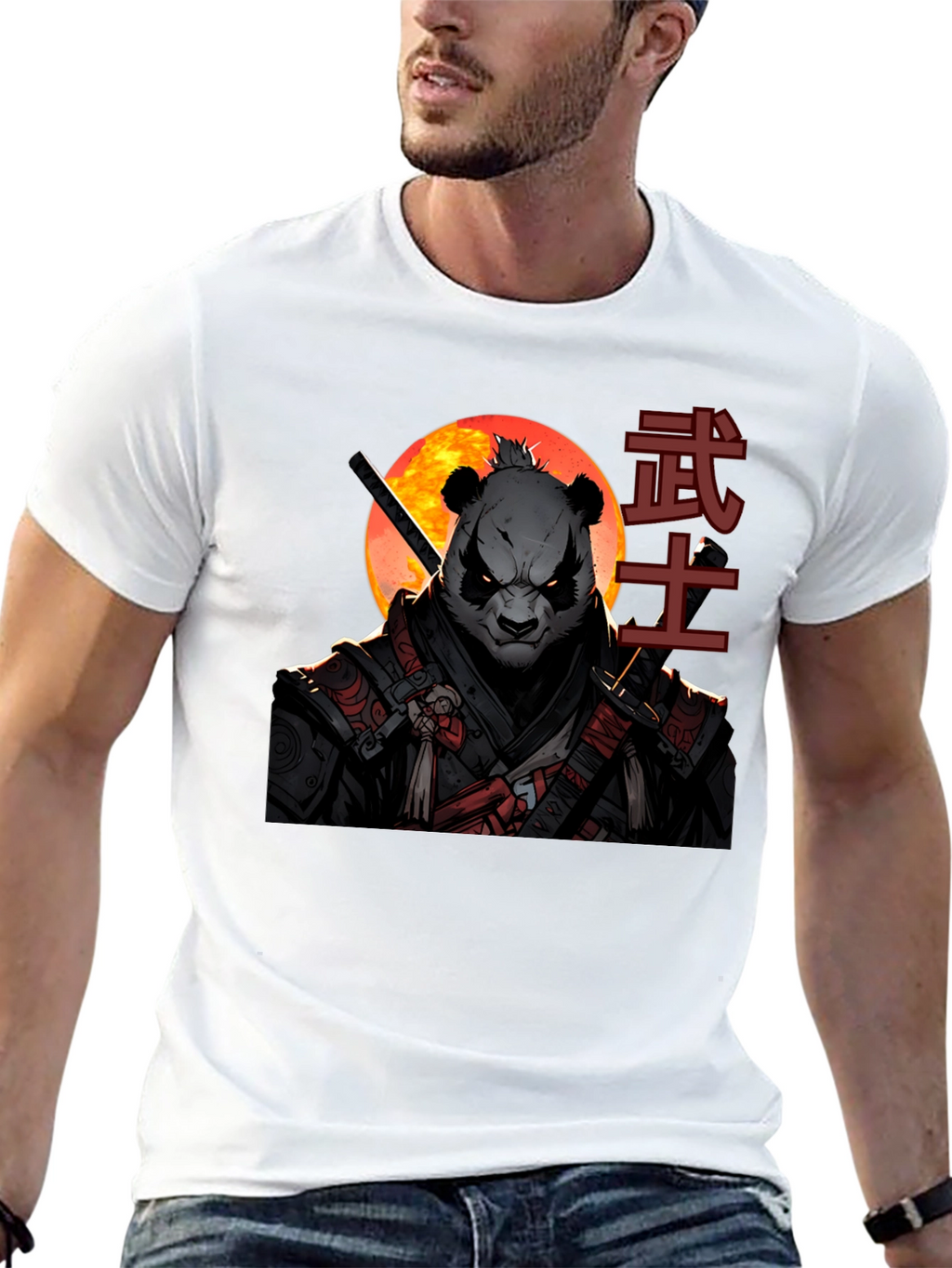Samurai Panda Graphic Tee - Martial Arts Style