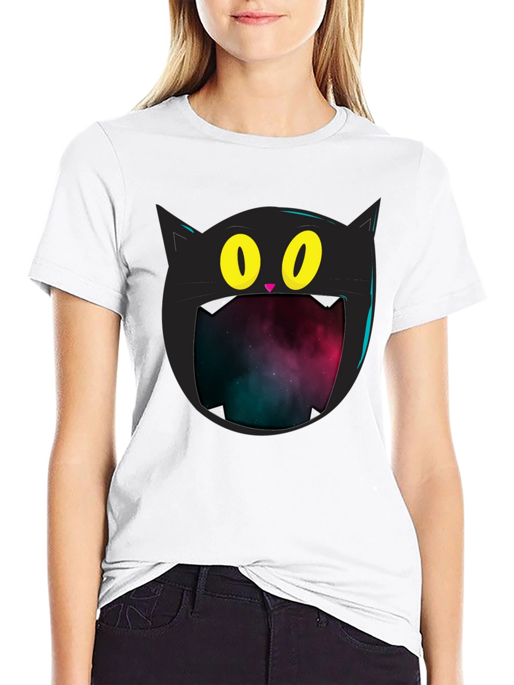 Cosmic Cat T-Shirt - Black Graphic Tee