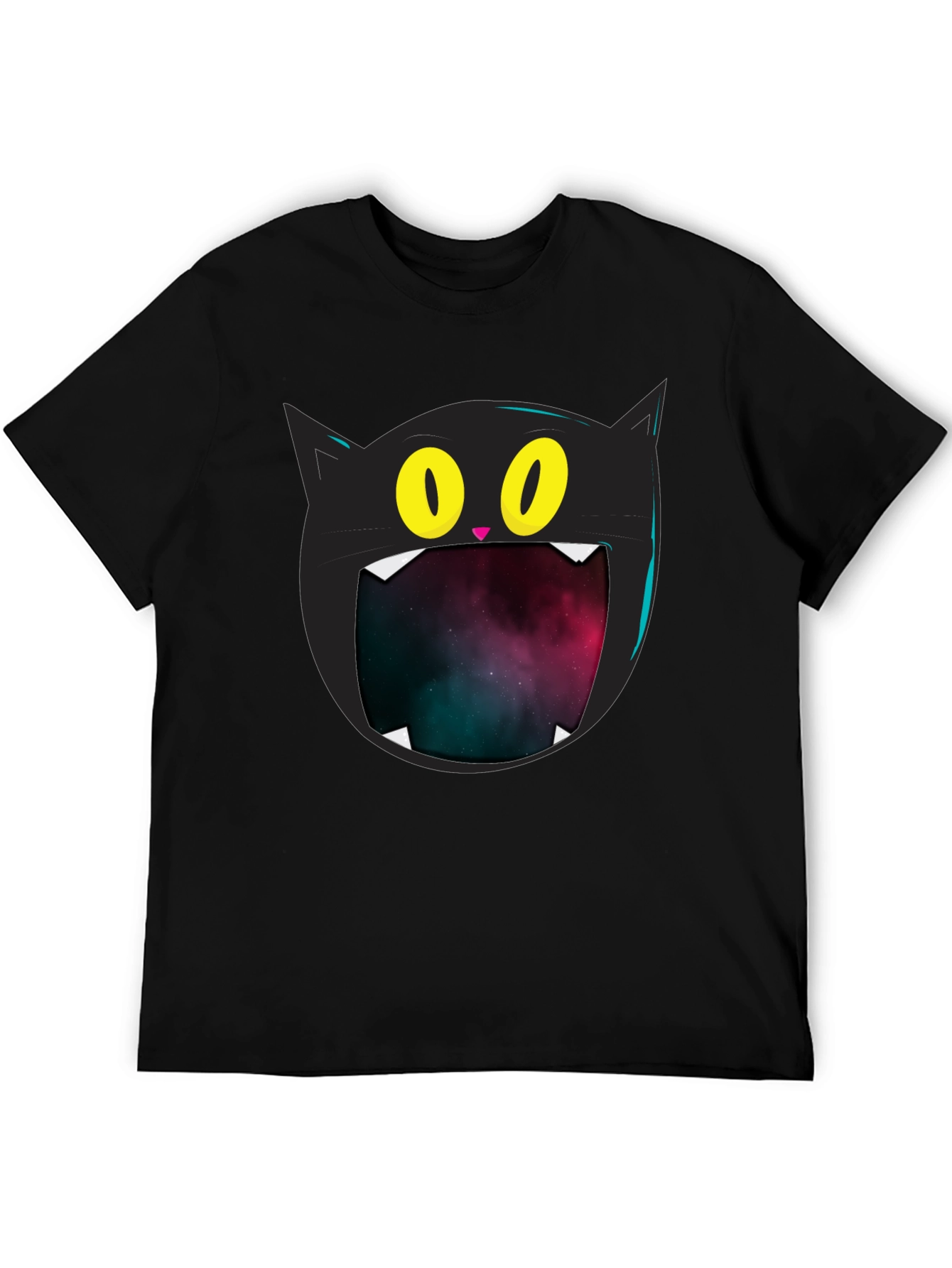 Cosmic Cat T-Shirt - Black Graphic Tee