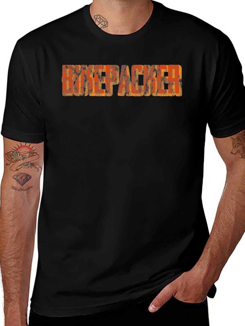 Distressed Backpacker Graphic T-Shirt