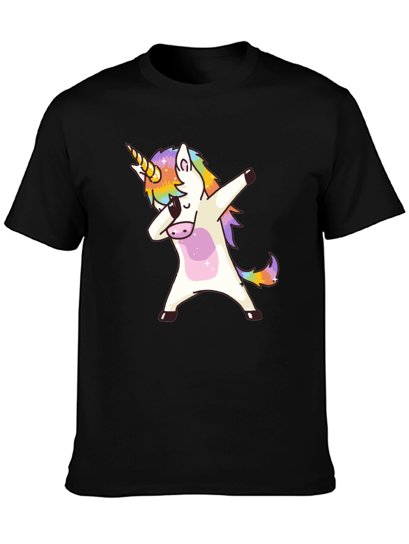 Dabbing Unicorn Graphic Tee - Black Cotton Shirt