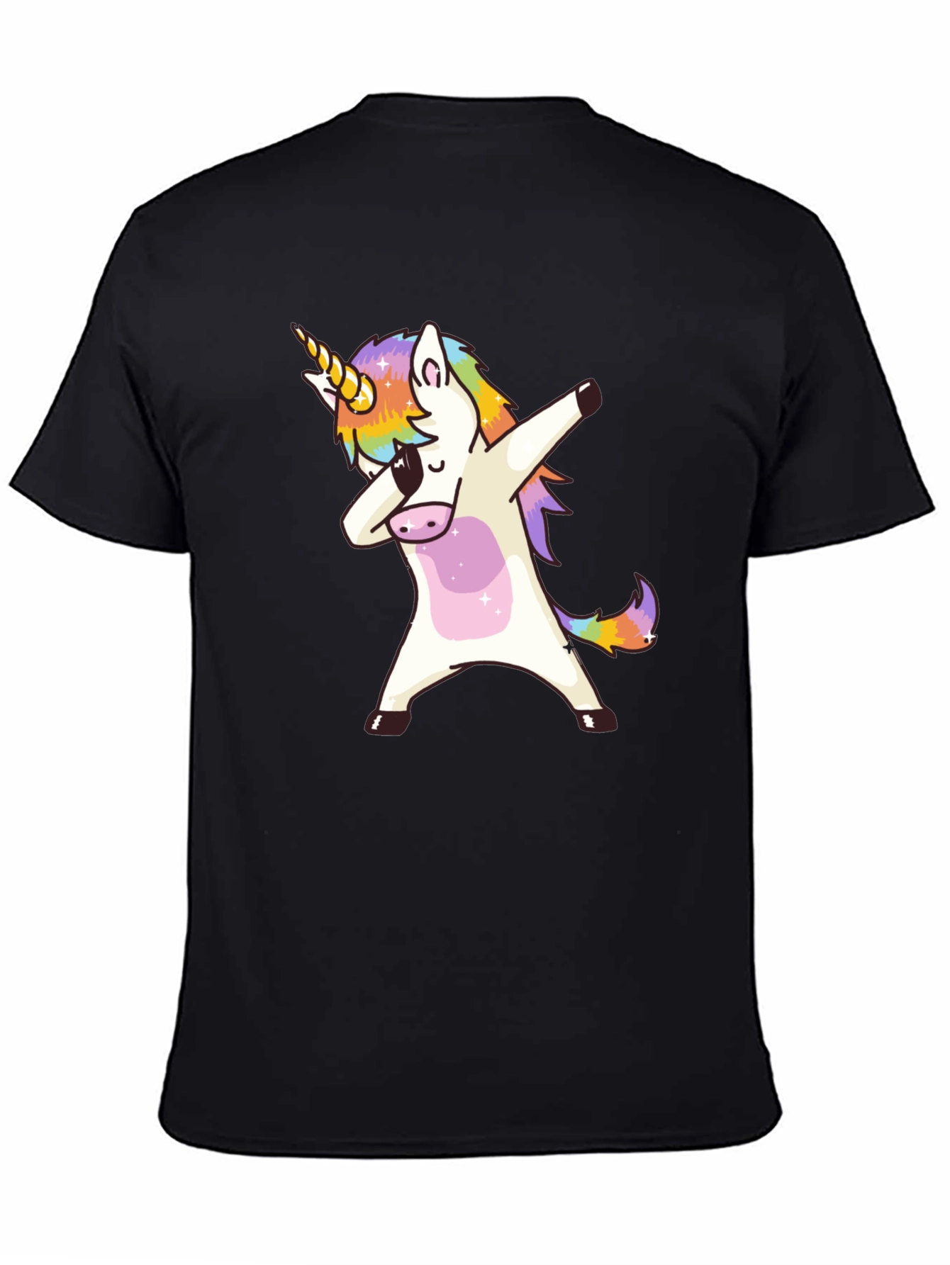 Dabbing Unicorn Graphic Tee - Black Cotton Shirt