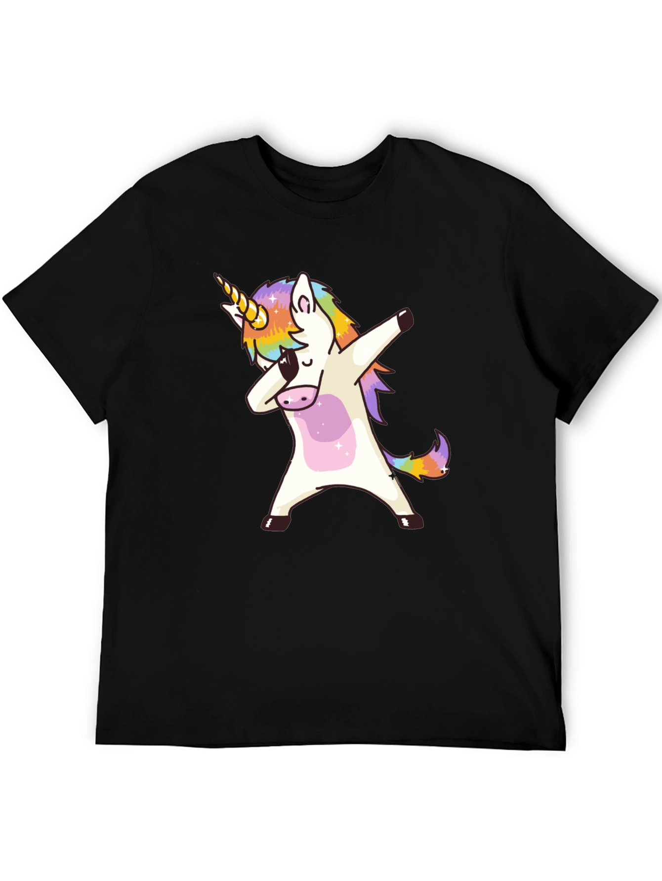 Dabbing Unicorn Graphic Tee - Black Cotton Shirt