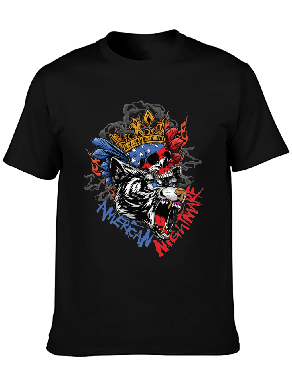 American Nightmare Skull Wolf Graphic Tee