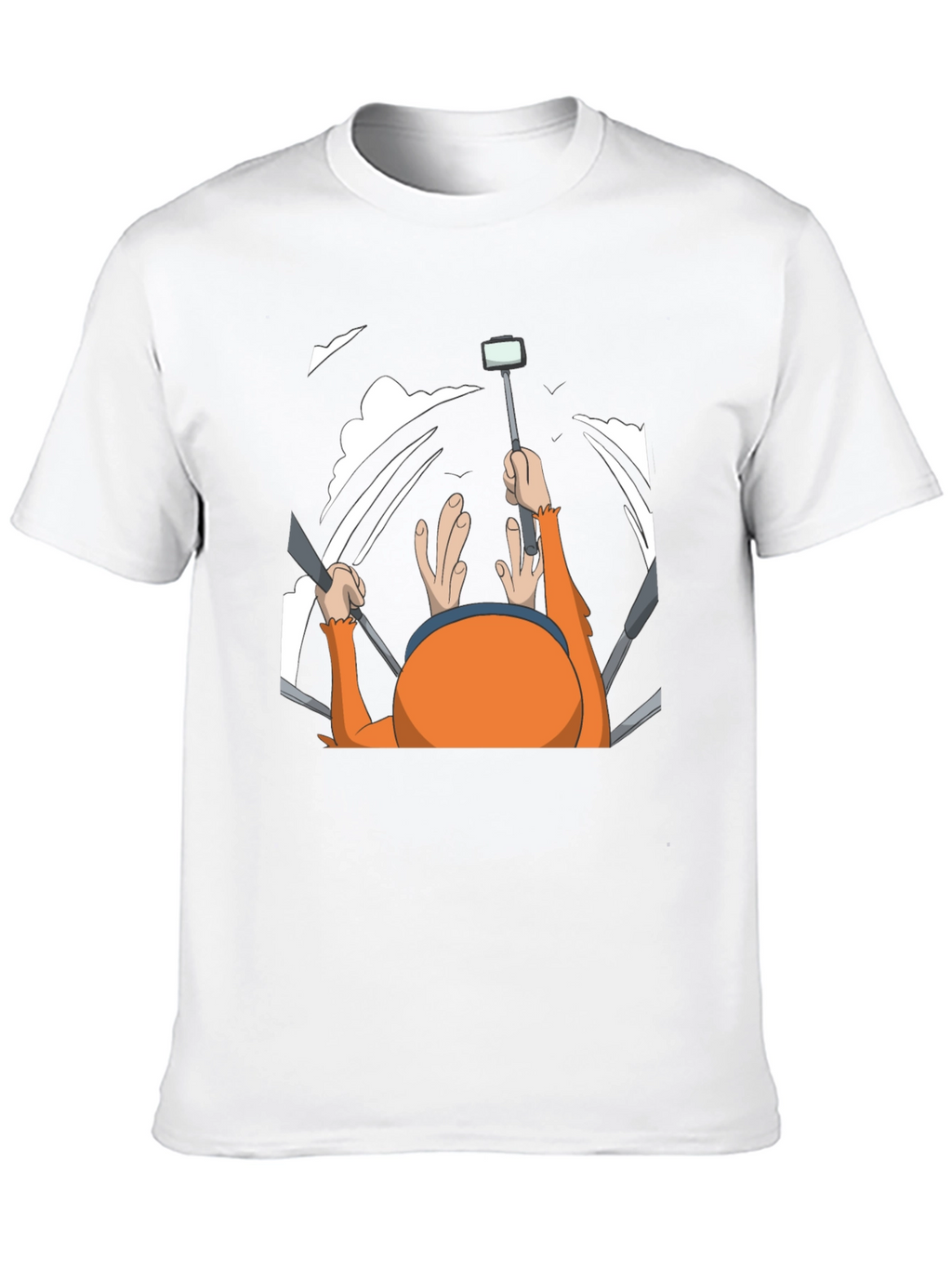 Humorous Cartoon Selfie Black T-Shirt