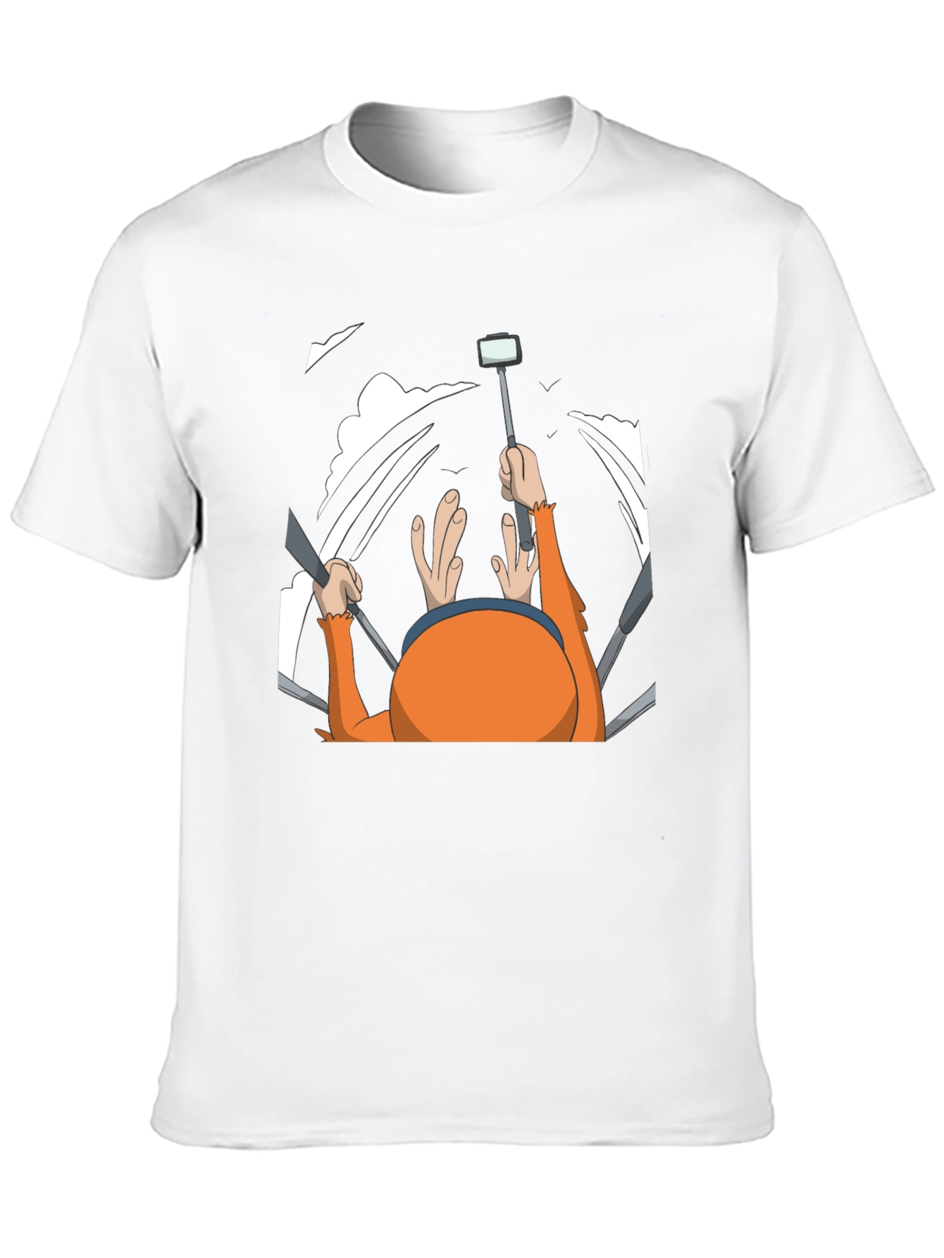 Humorous Cartoon Selfie Black T-Shirt