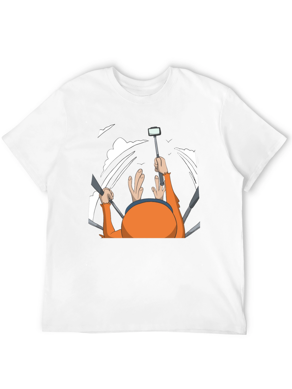 Humorous Cartoon Selfie Black T-Shirt