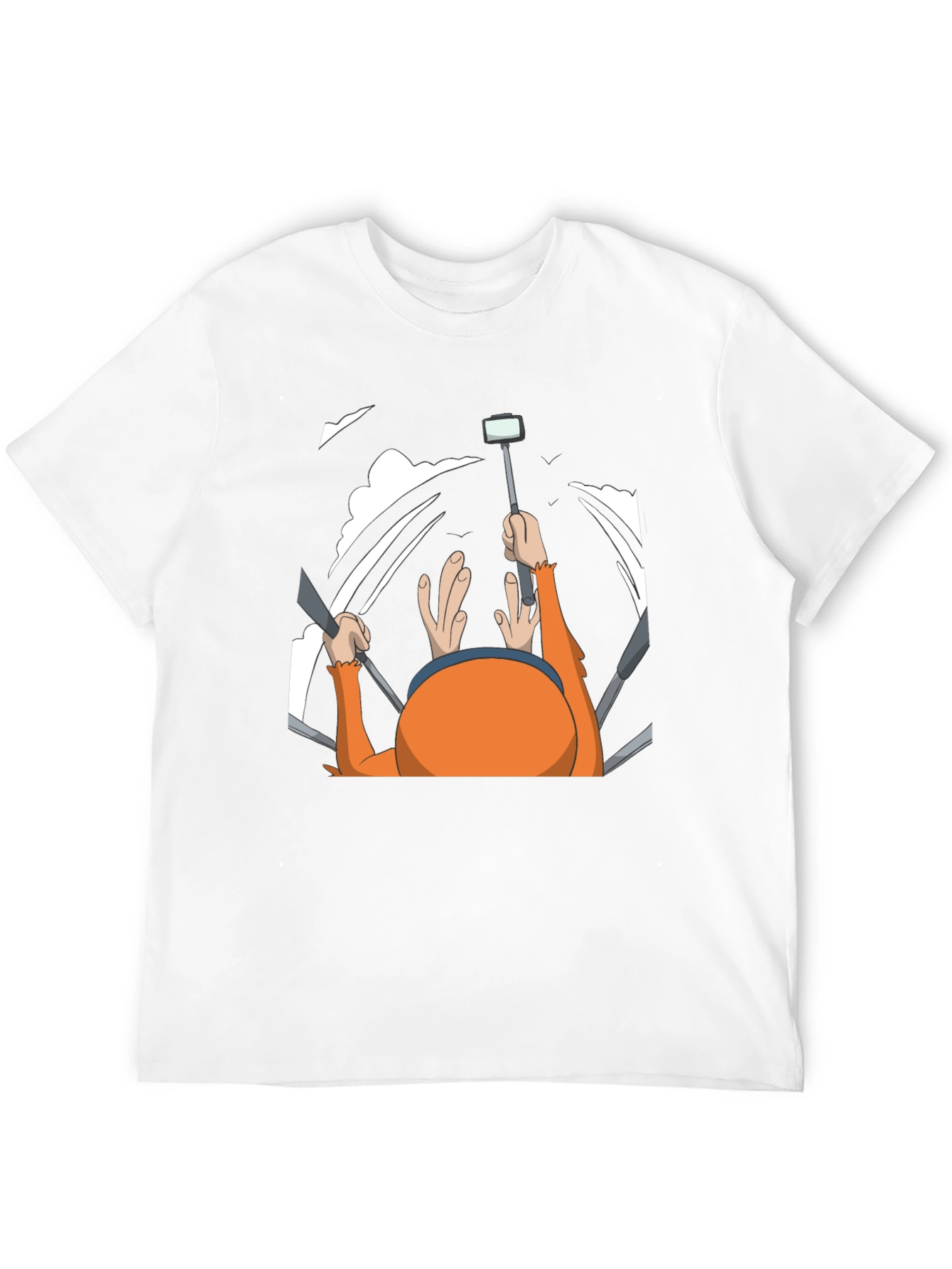 Humorous Cartoon Selfie Black T-Shirt