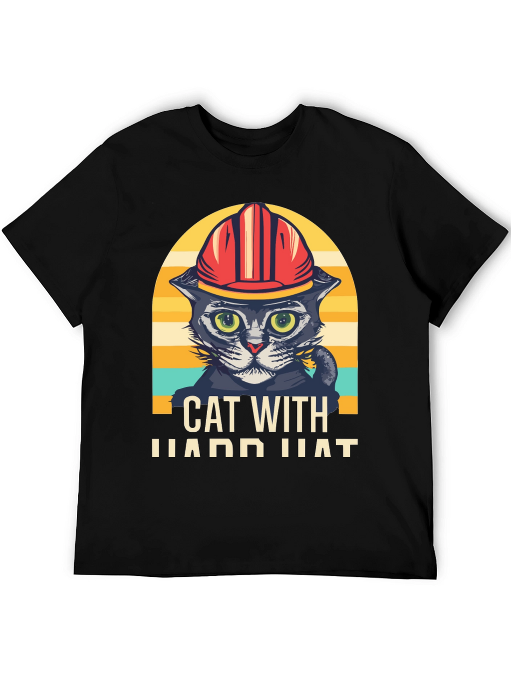 Cat with Hard Hat Graphic T-Shirt