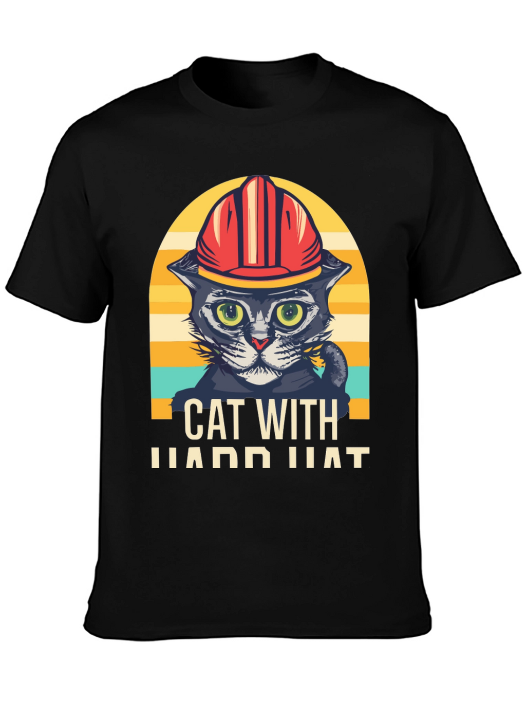 Cat with Hard Hat Graphic T-Shirt