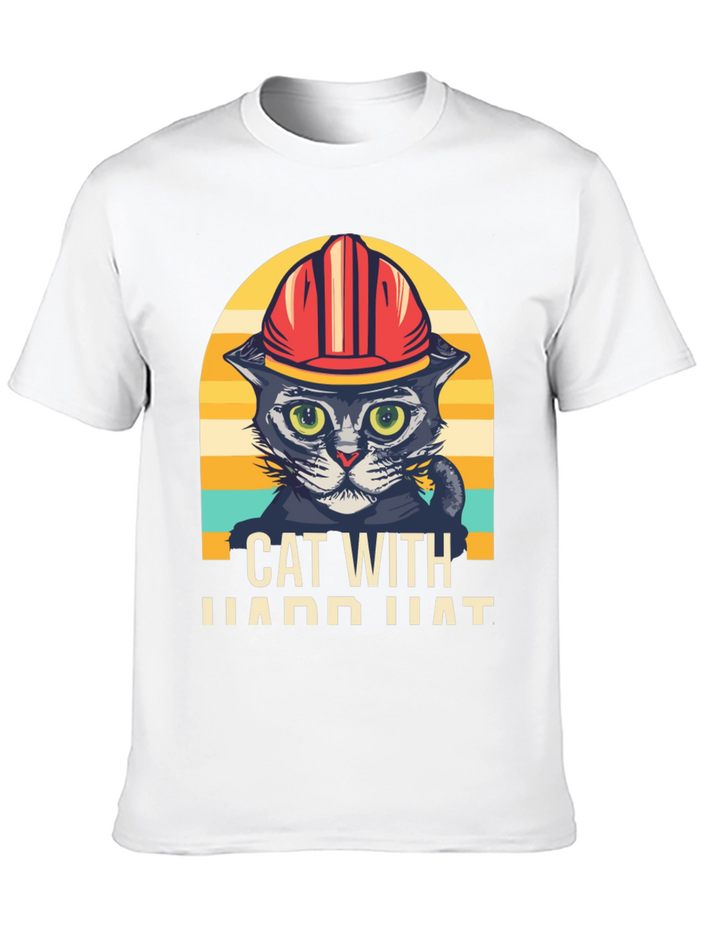 Cat with Hard Hat Graphic T-Shirt