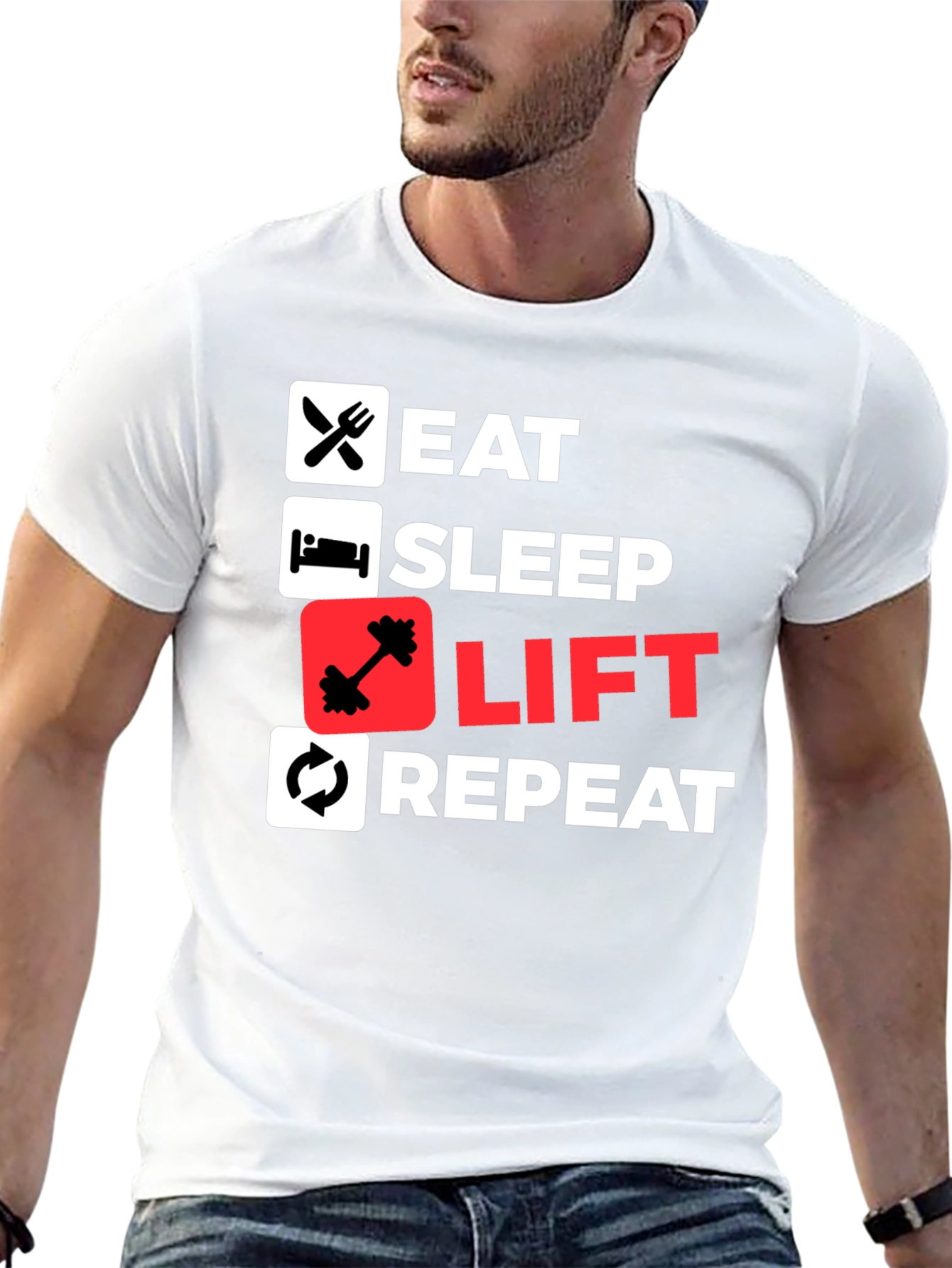 Eat Sleep Lift Repeat Black T-Shirt