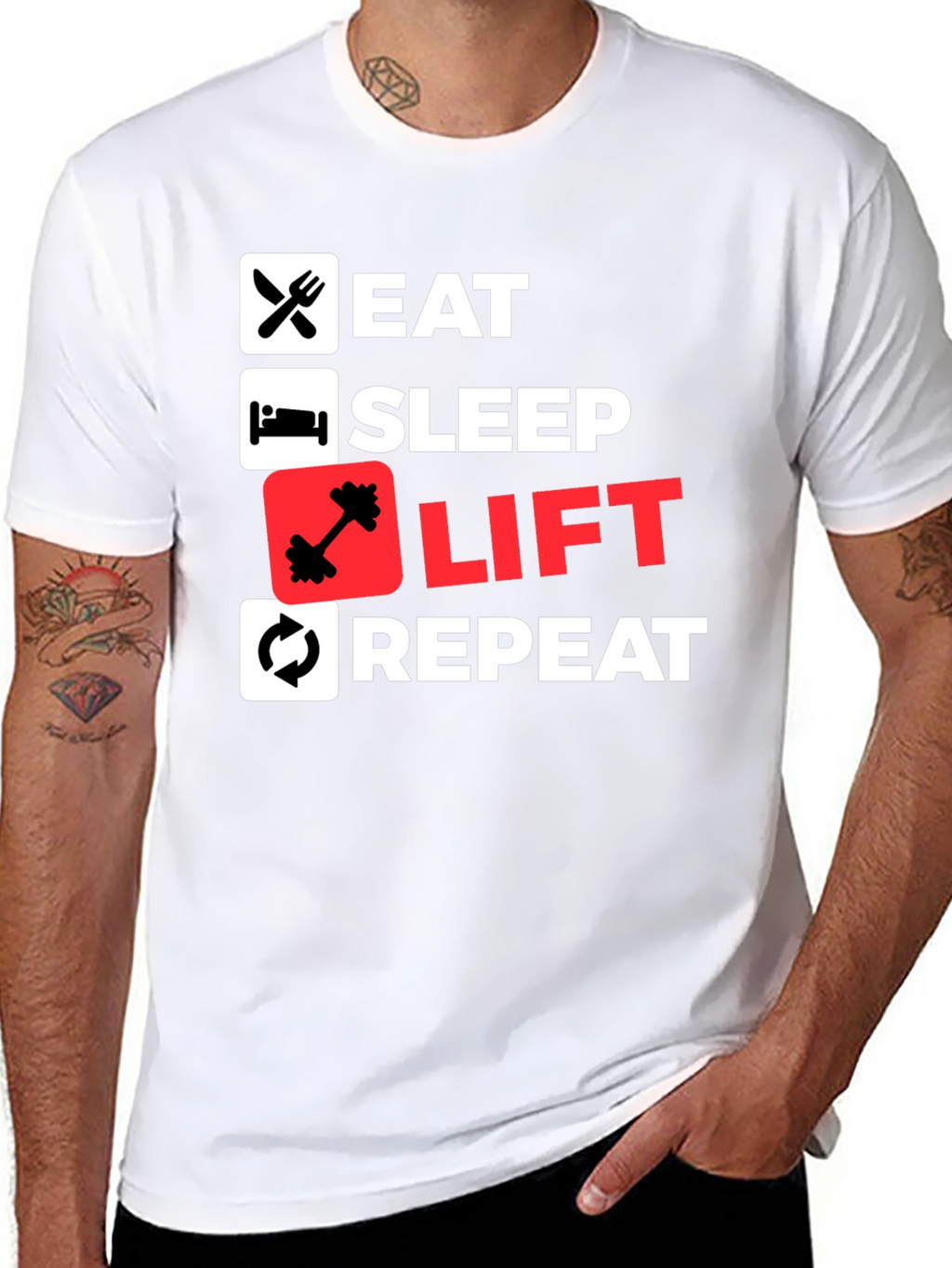 Eat Sleep Lift Repeat Black T-Shirt