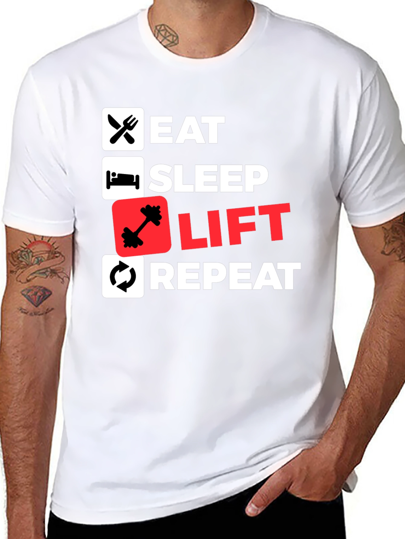 Eat Sleep Lift Repeat Black T-Shirt