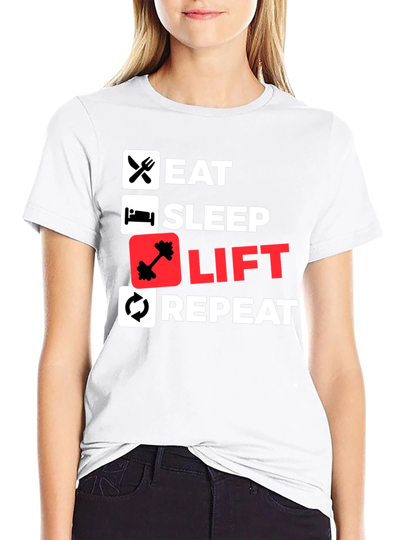 Eat Sleep Lift Repeat Black T-Shirt