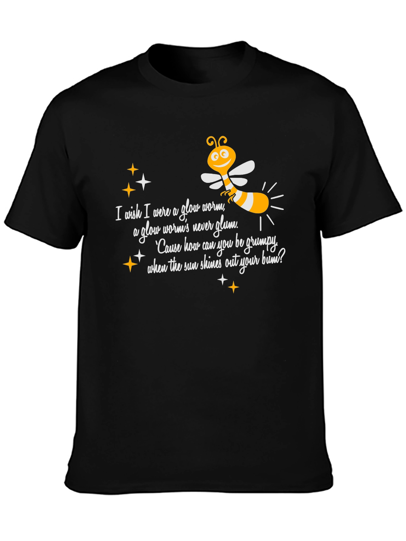 Glow Worm Tee:  Happy-Go-Lucky Graphic T-Shirt