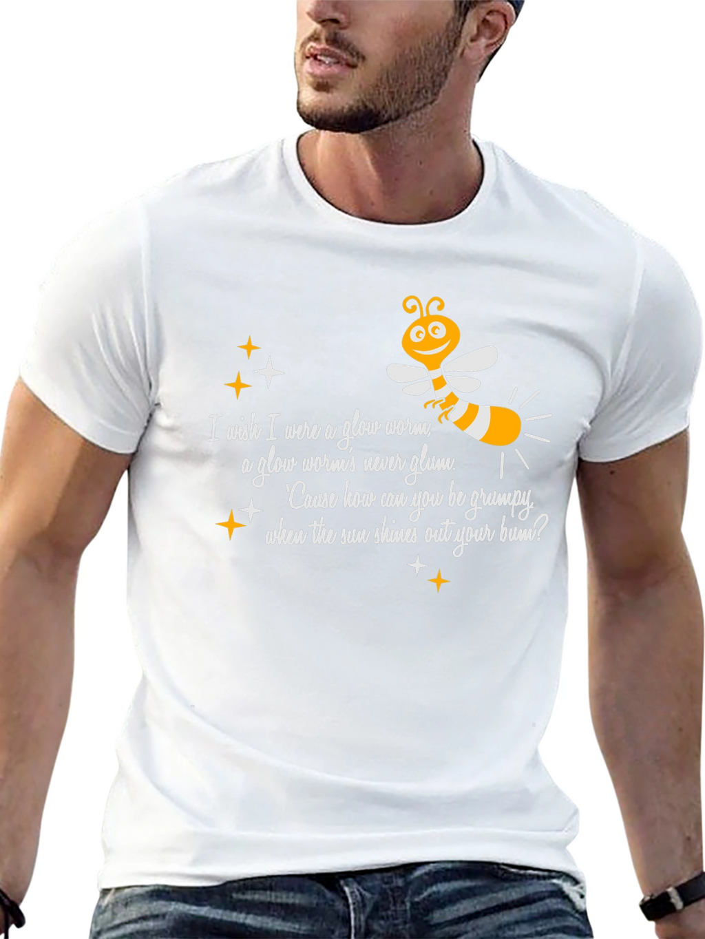 Glow Worm Tee:  Happy-Go-Lucky Graphic T-Shirt