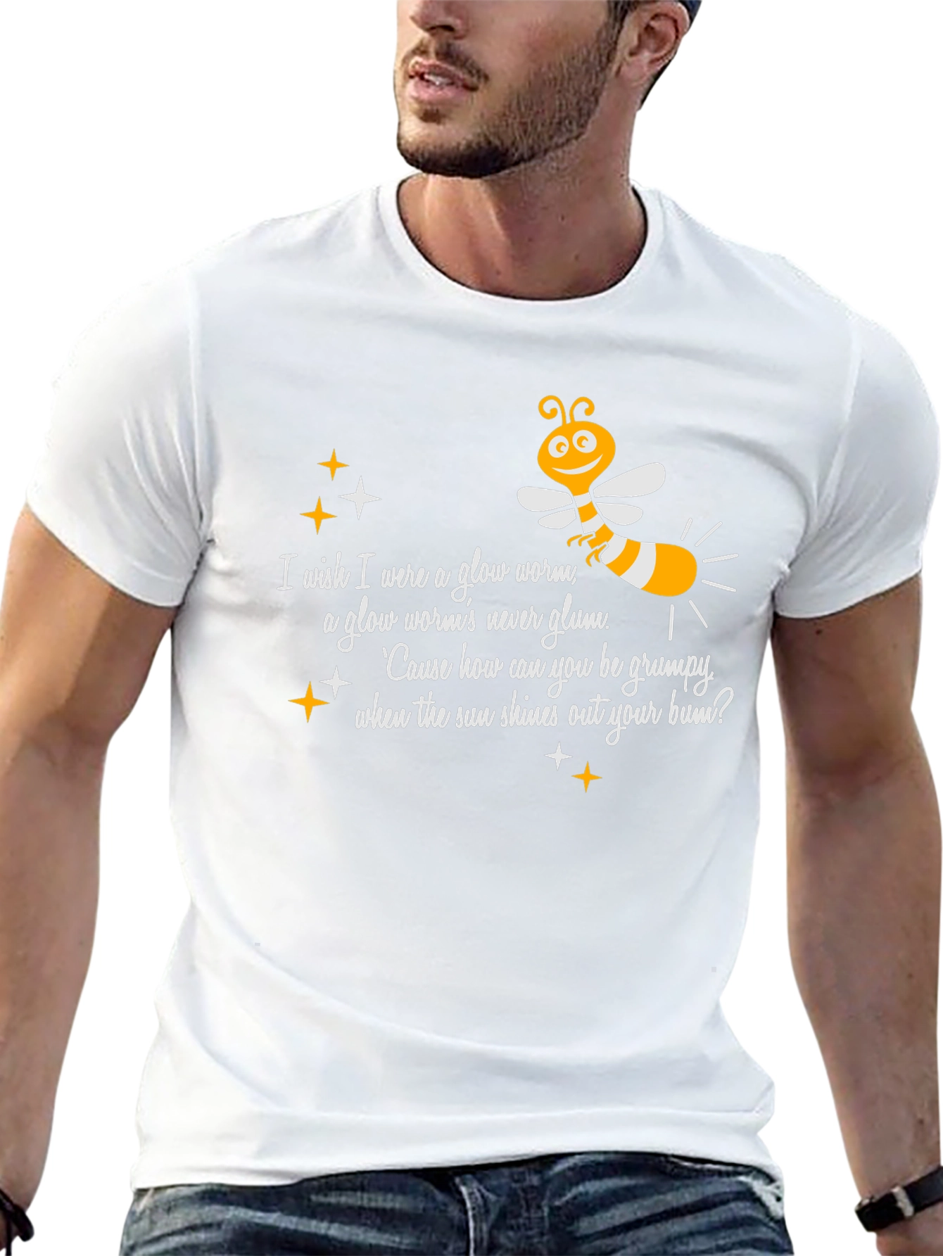Glow Worm Tee:  Happy-Go-Lucky Graphic T-Shirt