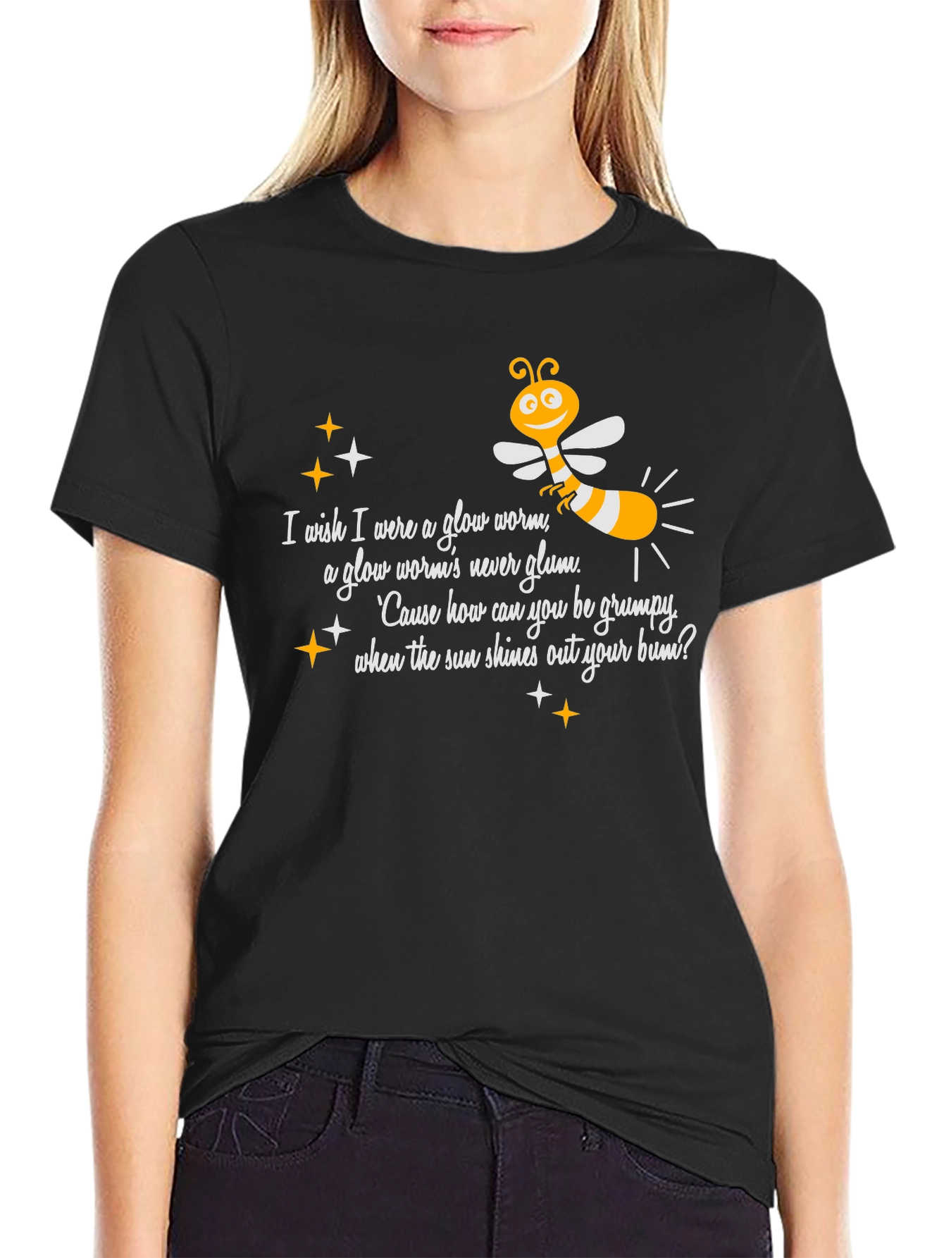 Glow Worm Tee:  Happy-Go-Lucky Graphic T-Shirt