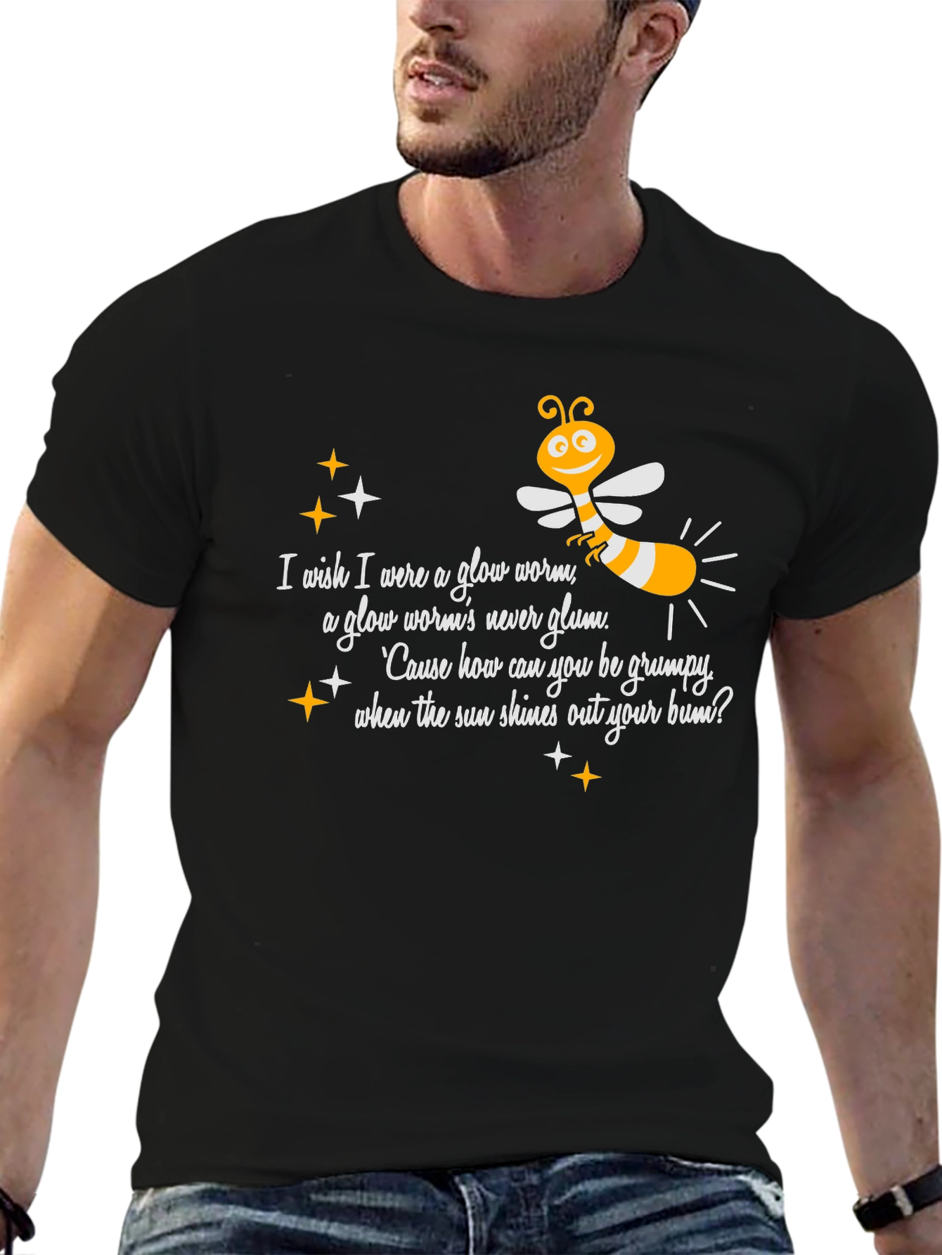 Glow Worm Tee:  Happy-Go-Lucky Graphic T-Shirt