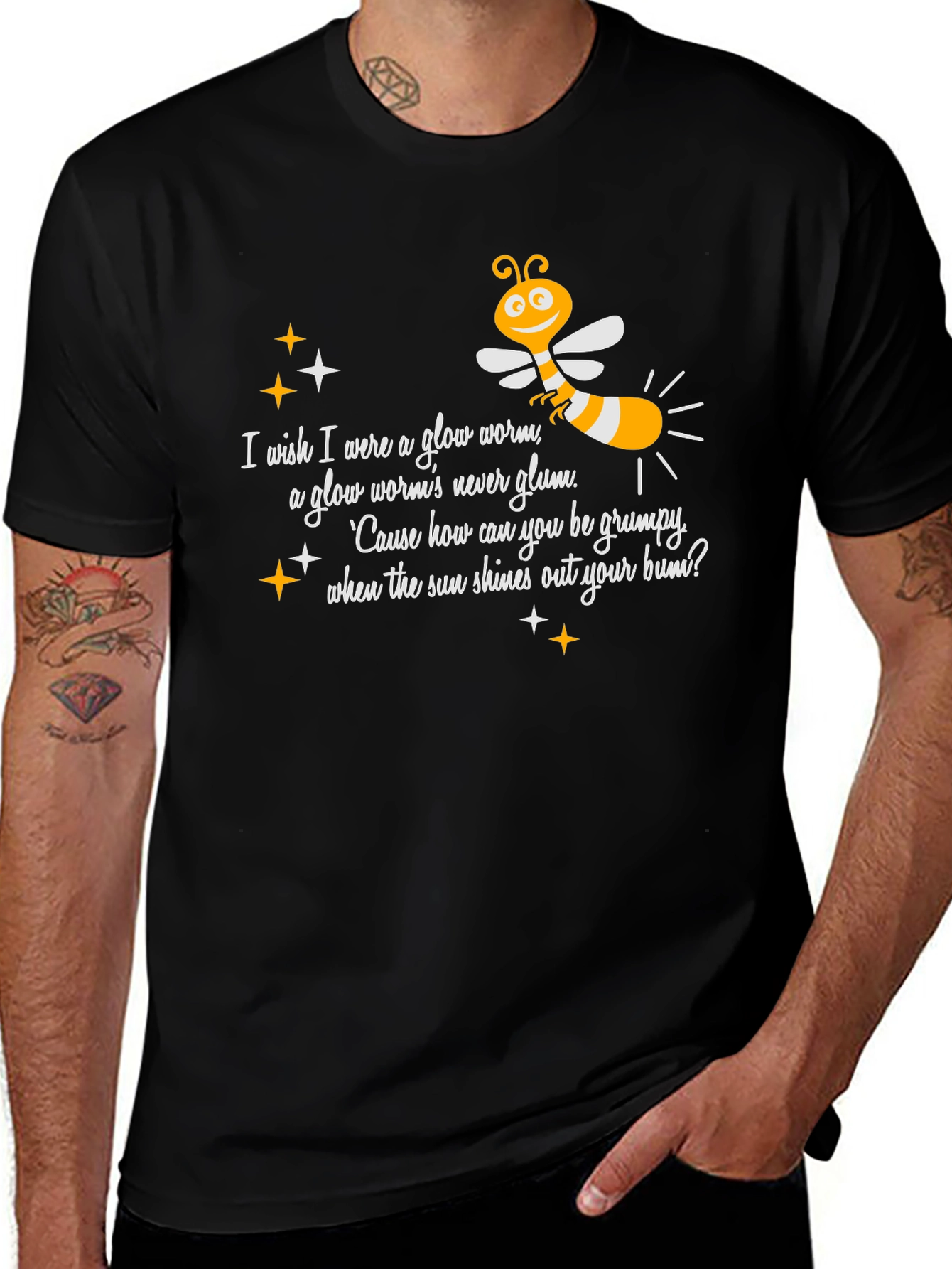Glow Worm Tee:  Happy-Go-Lucky Graphic T-Shirt