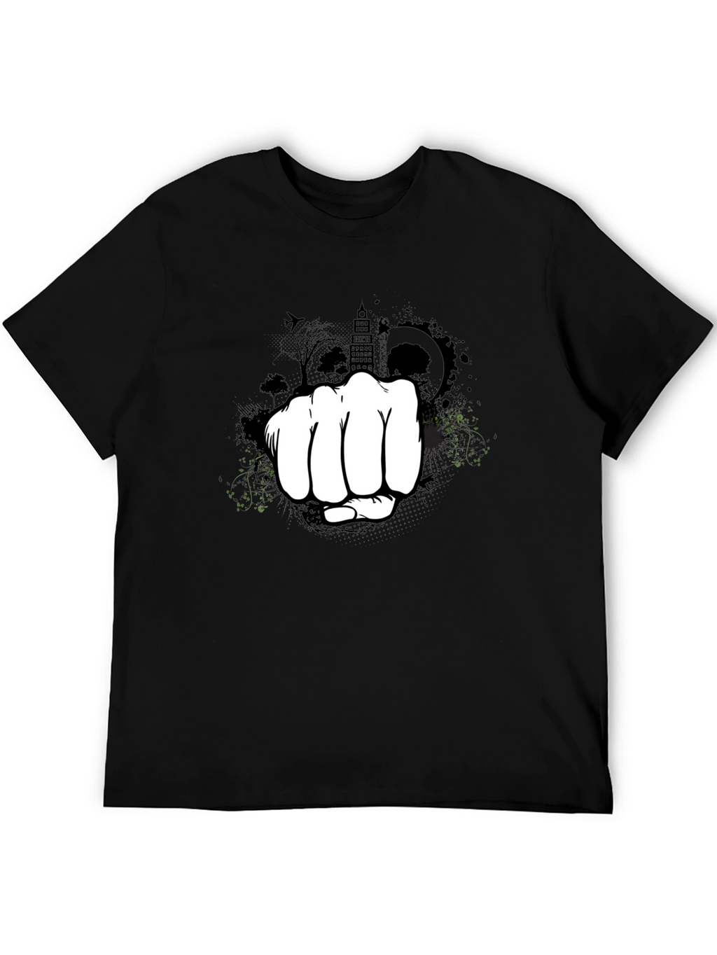 Urban Fist Graphic Tee - Black Cotton Blend Shirt