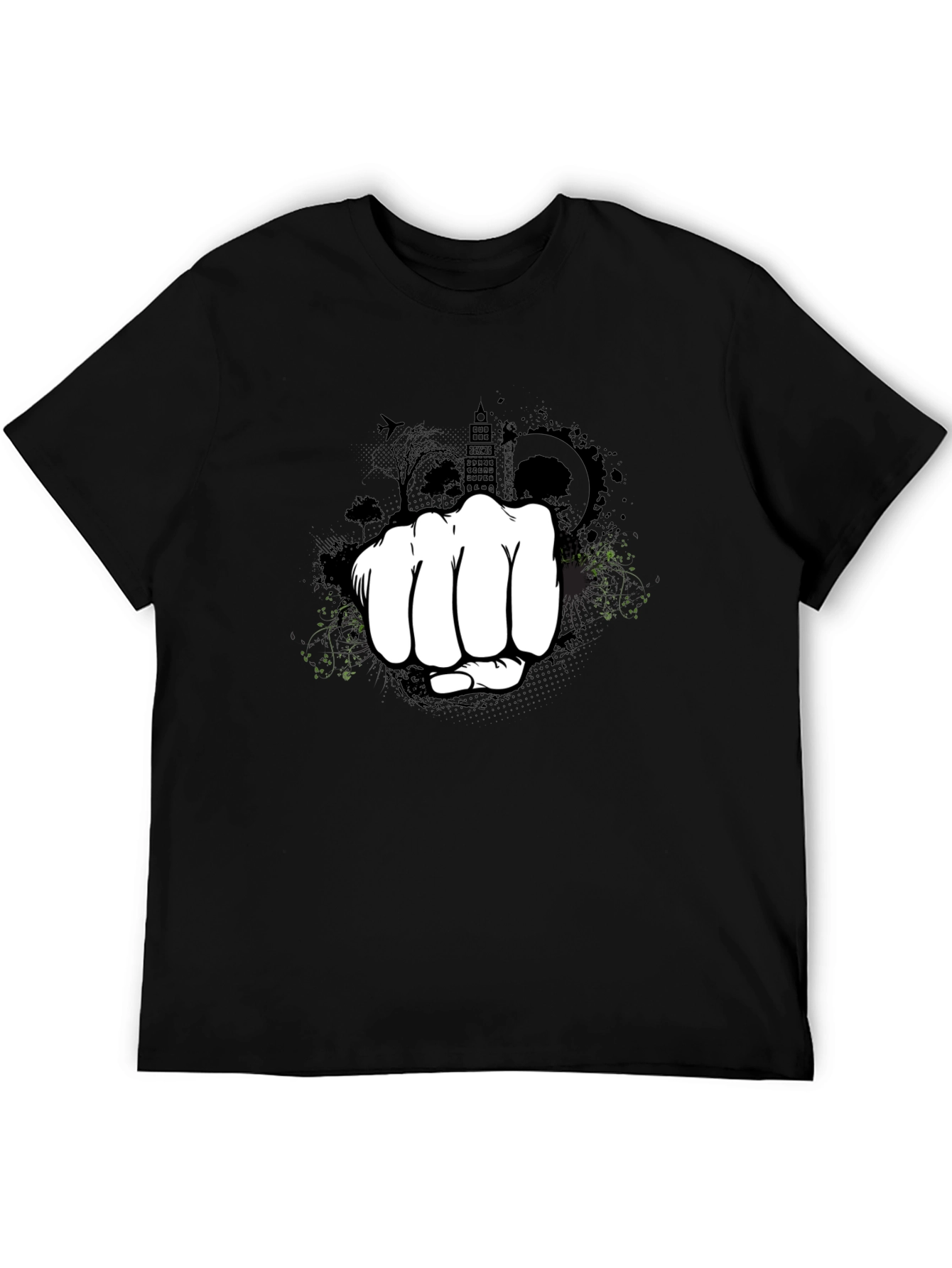 Urban Fist Graphic Tee - Black Cotton Blend Shirt