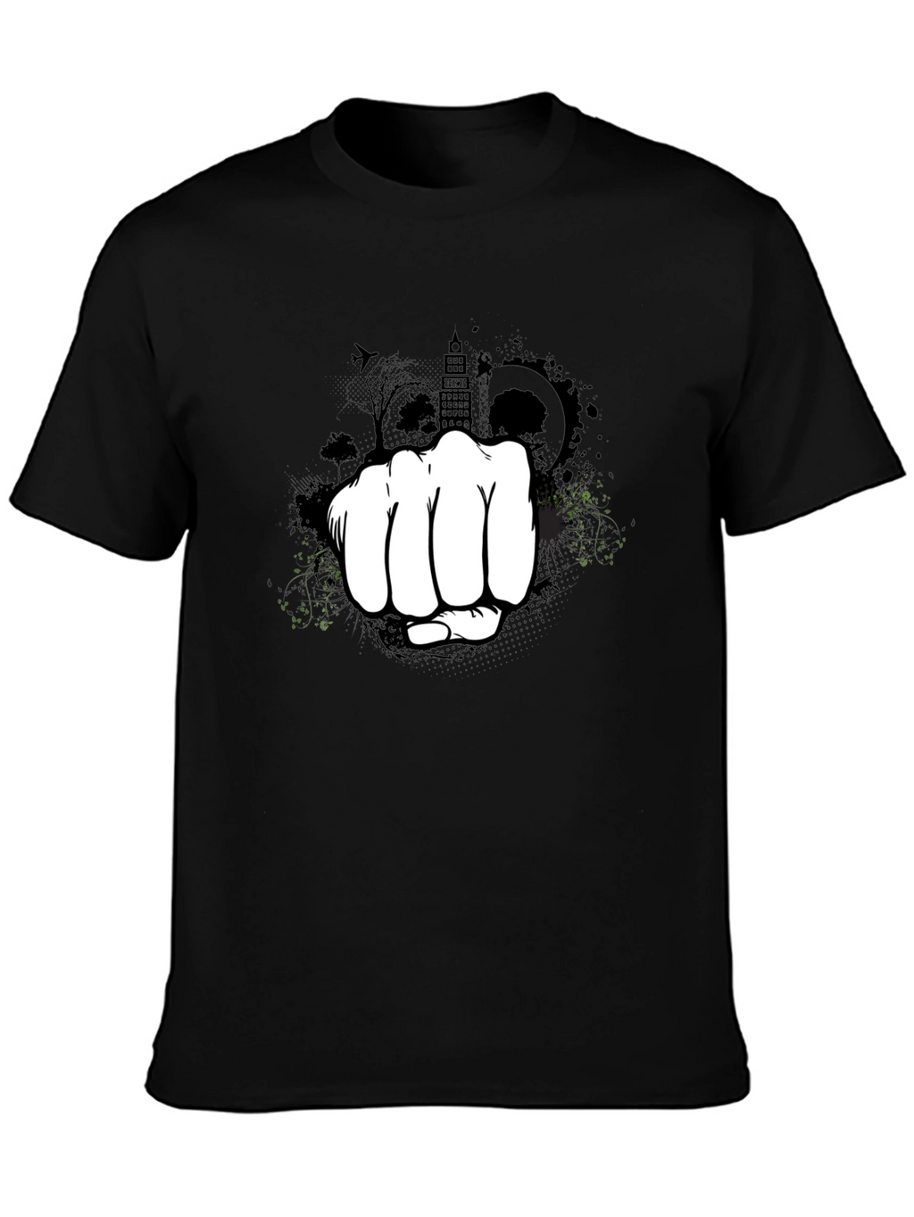 Urban Fist Graphic Tee - Black Cotton Blend Shirt