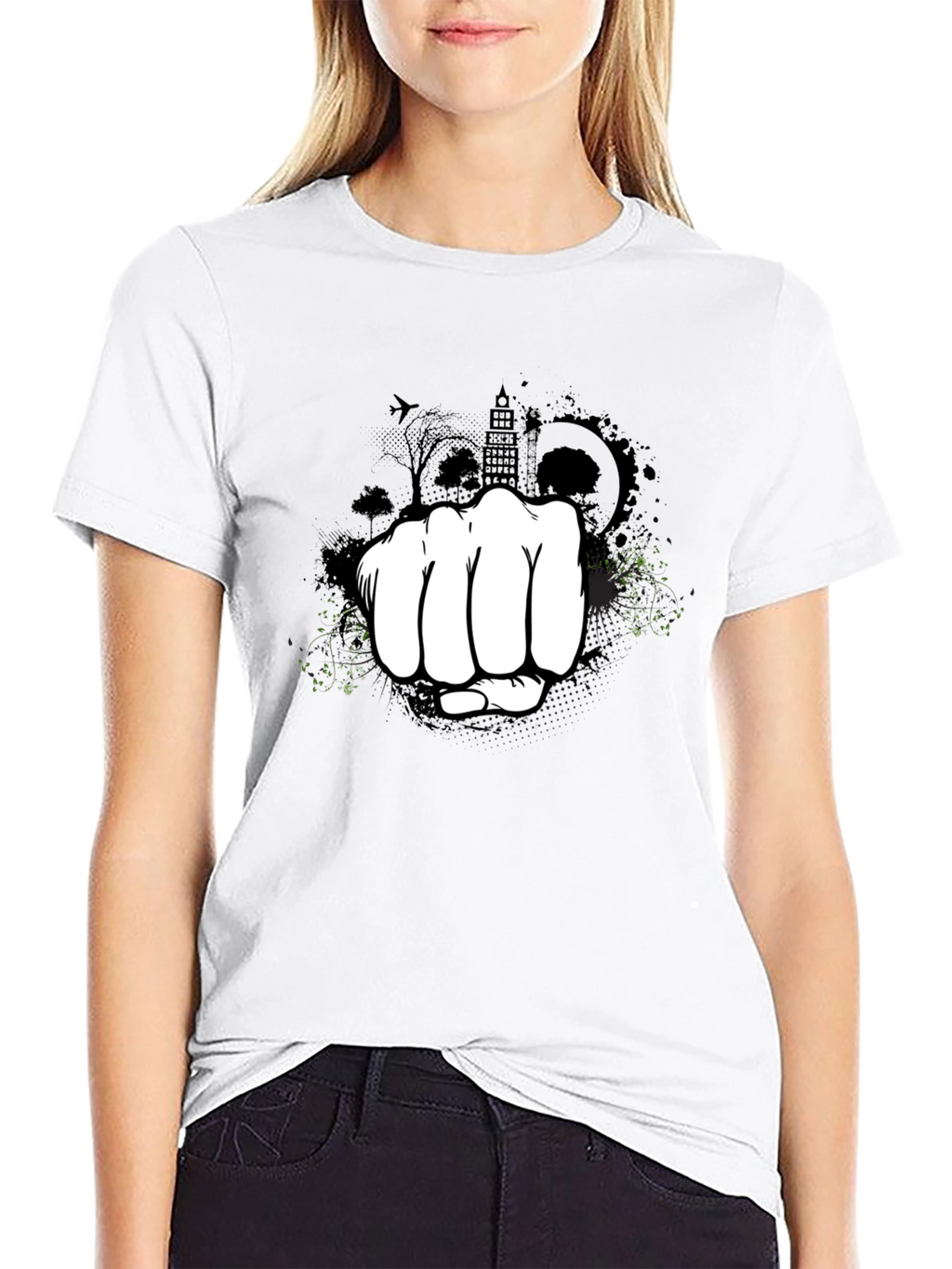 Urban Fist Graphic Tee - Black Cotton Blend Shirt