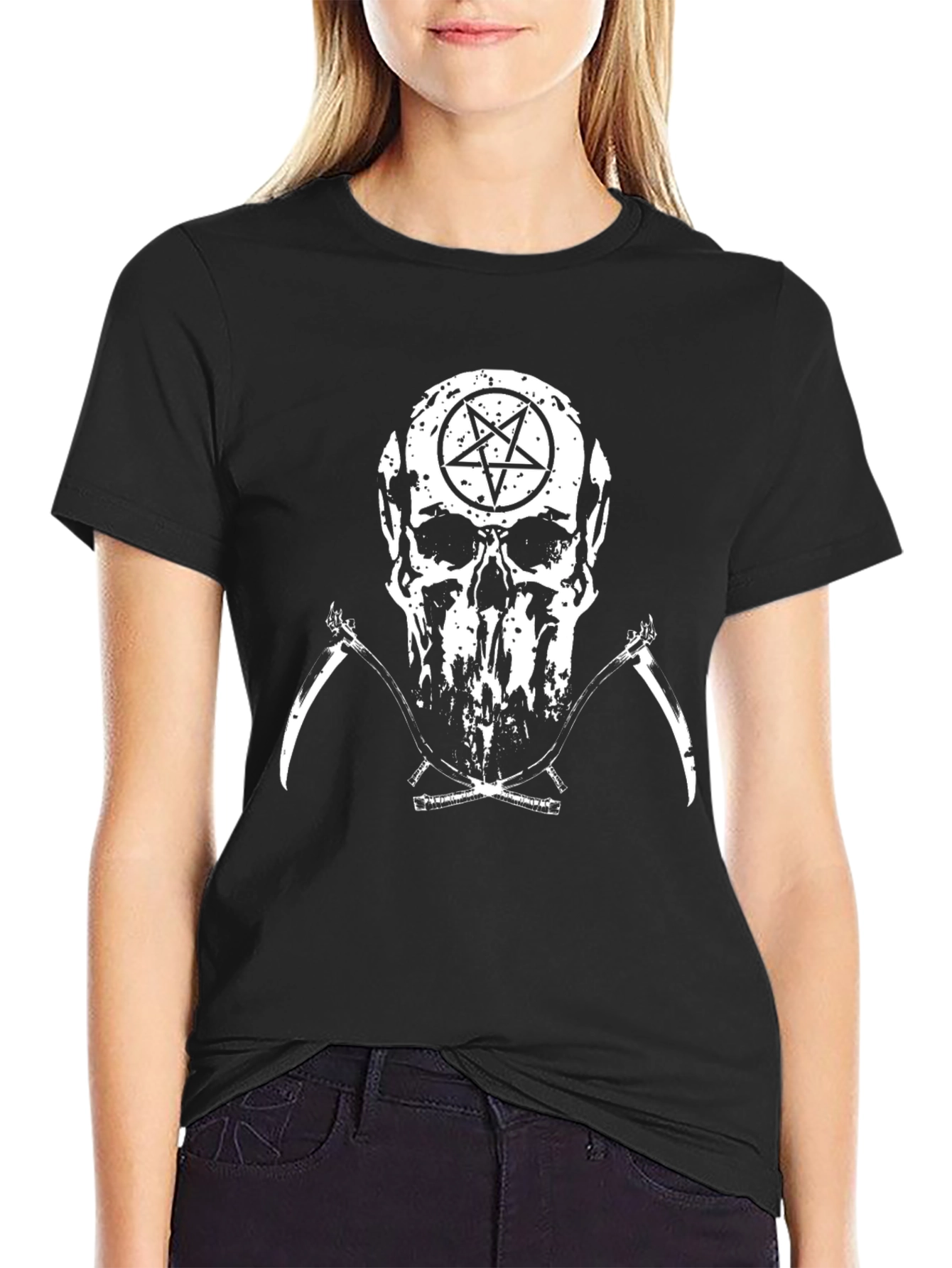 Skull & Scythe Graphic Tee - Black