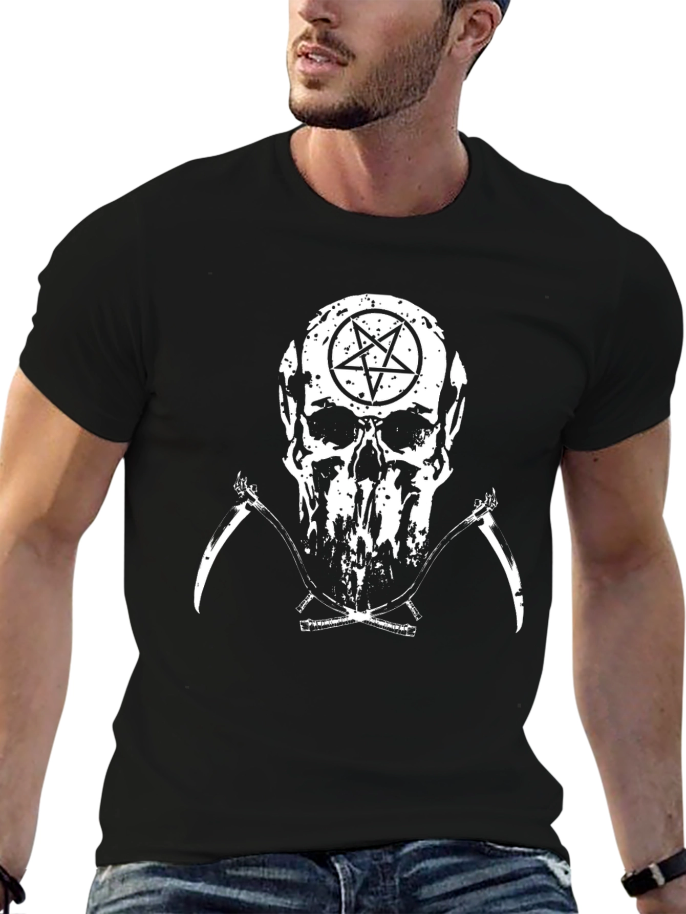 Skull & Scythe Graphic Tee - Black