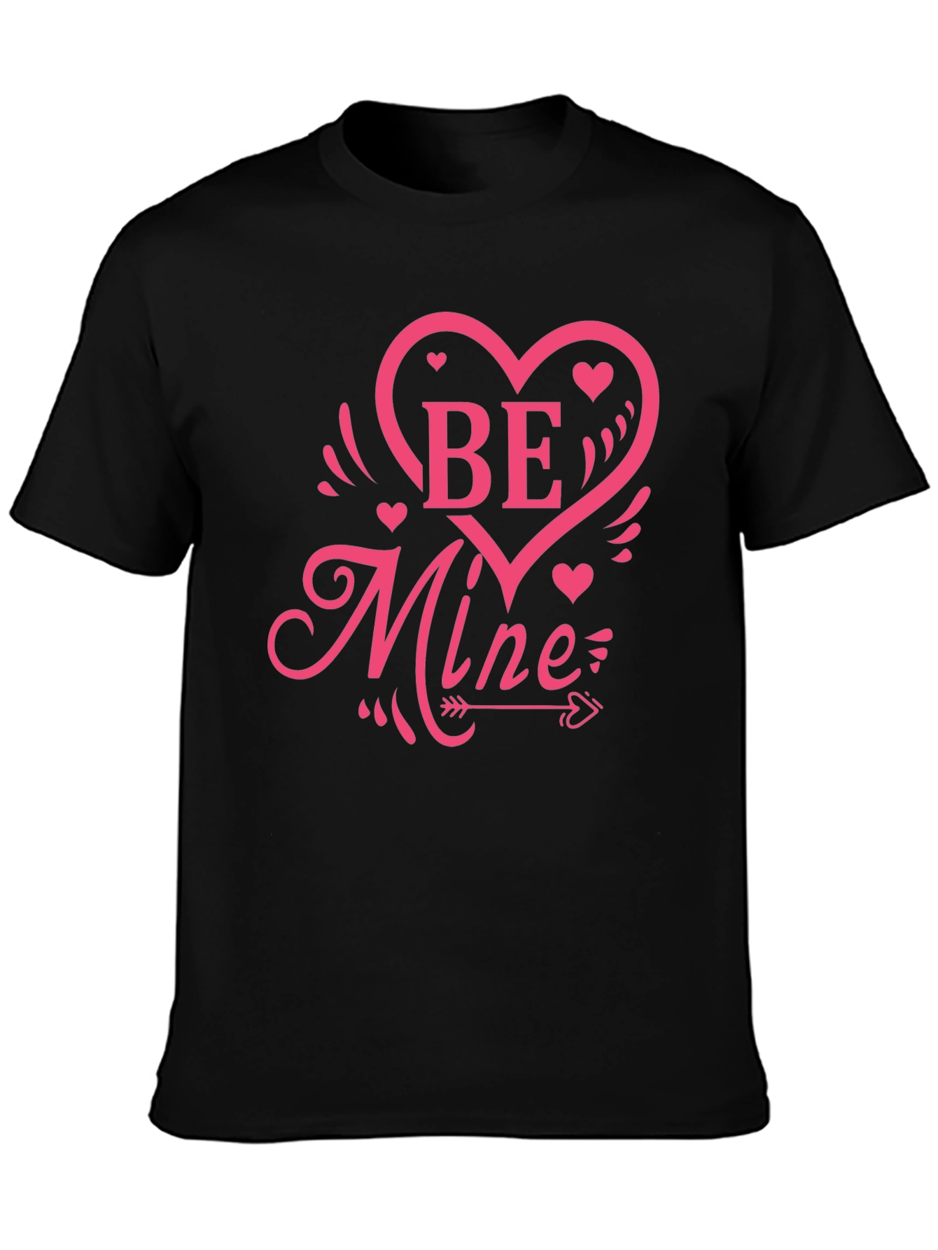 Be Mine Heart Graphic Black T-Shirt