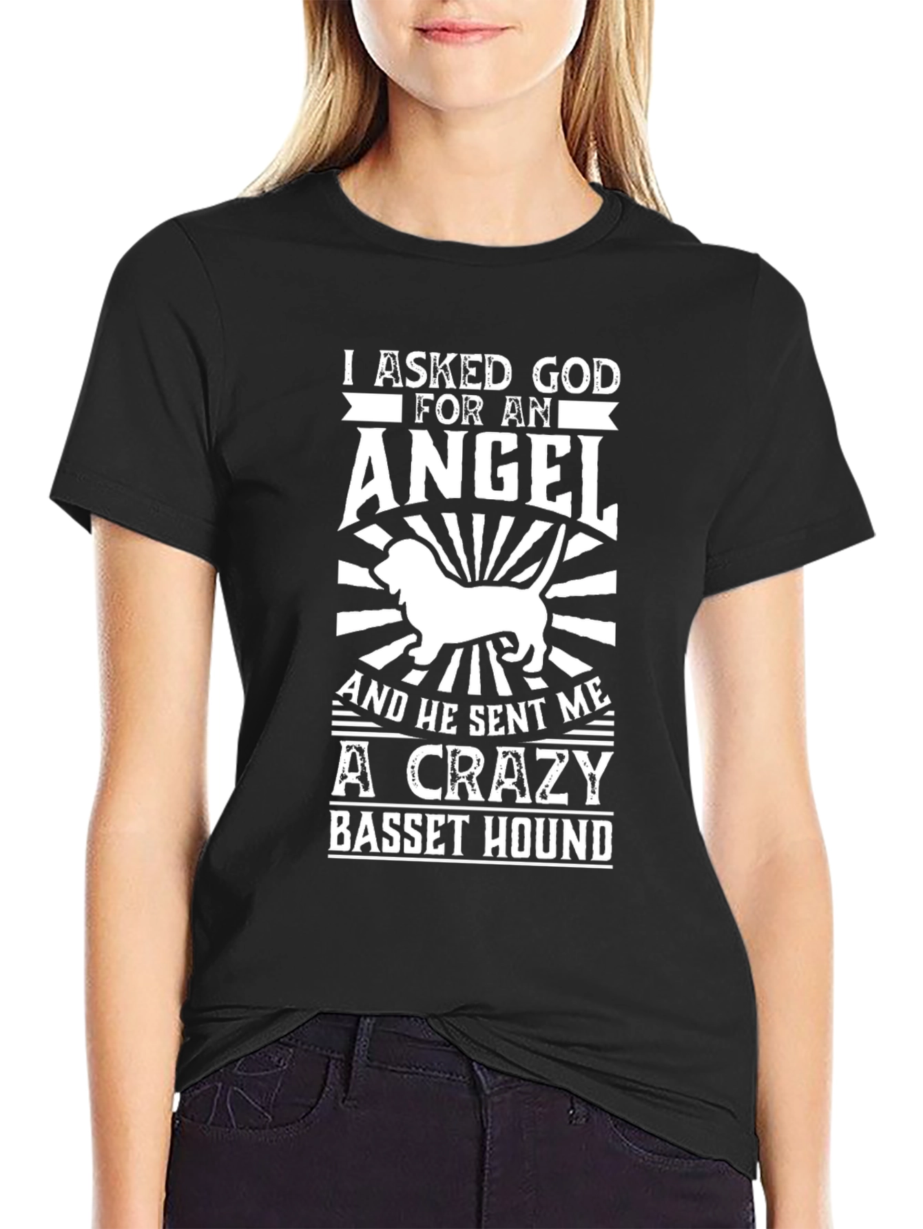 Crazy Basset Hound Graphic Tee - Soft Cotton Comfort