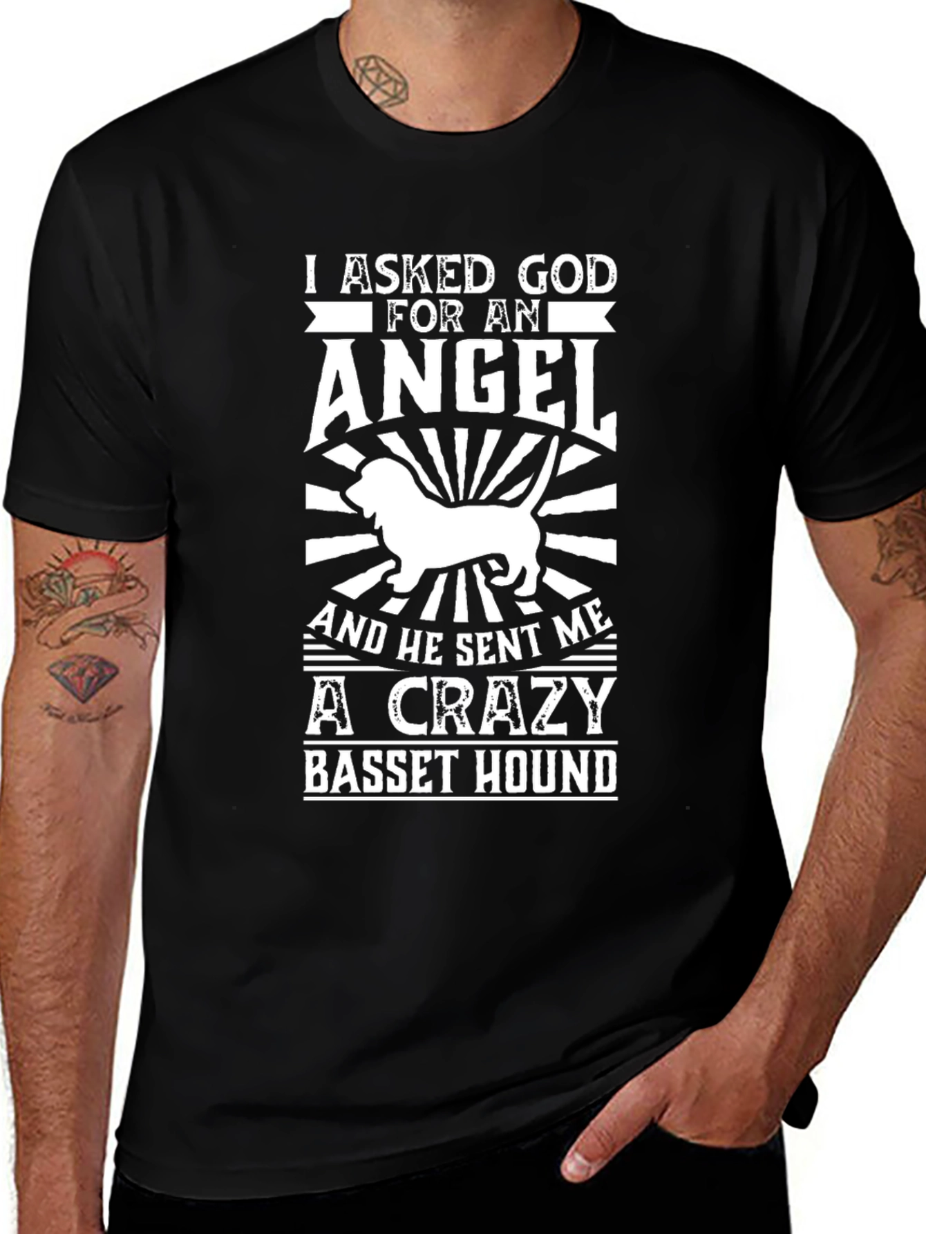 Crazy Basset Hound Graphic Tee - Soft Cotton Comfort