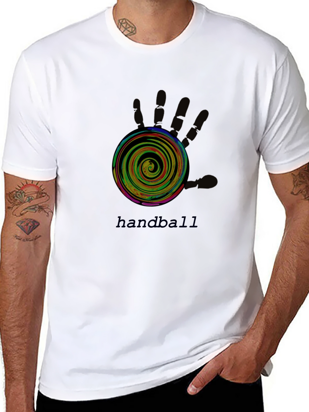 Handball Graphic Tee - Black Cotton T-Shirt