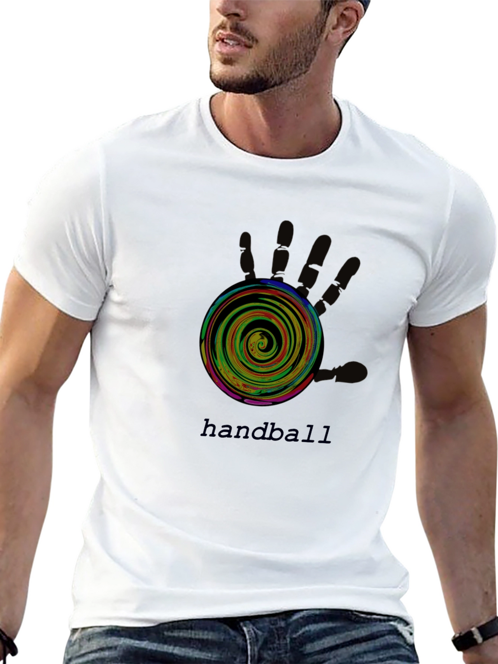 Handball Graphic Tee - Black Cotton T-Shirt
