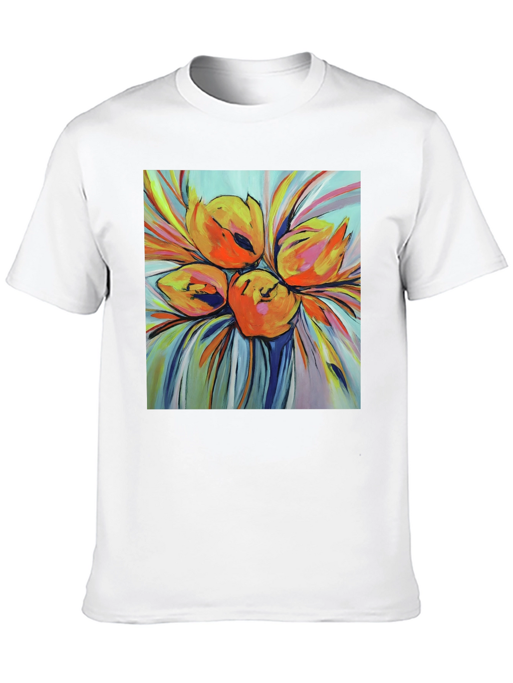 Floral Print T-Shirt - Bold Artistic Design