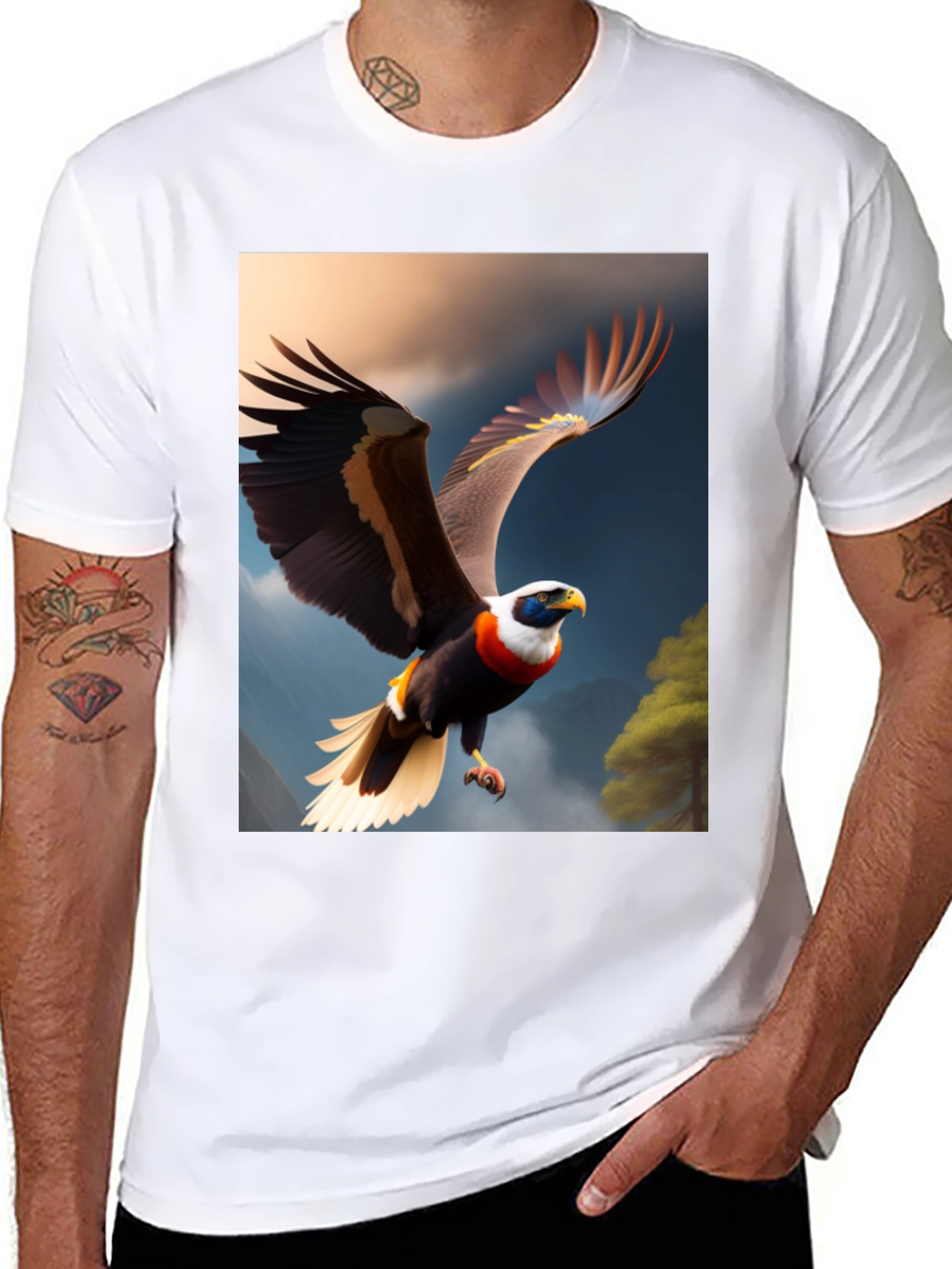 Eagle Print Black T-Shirt