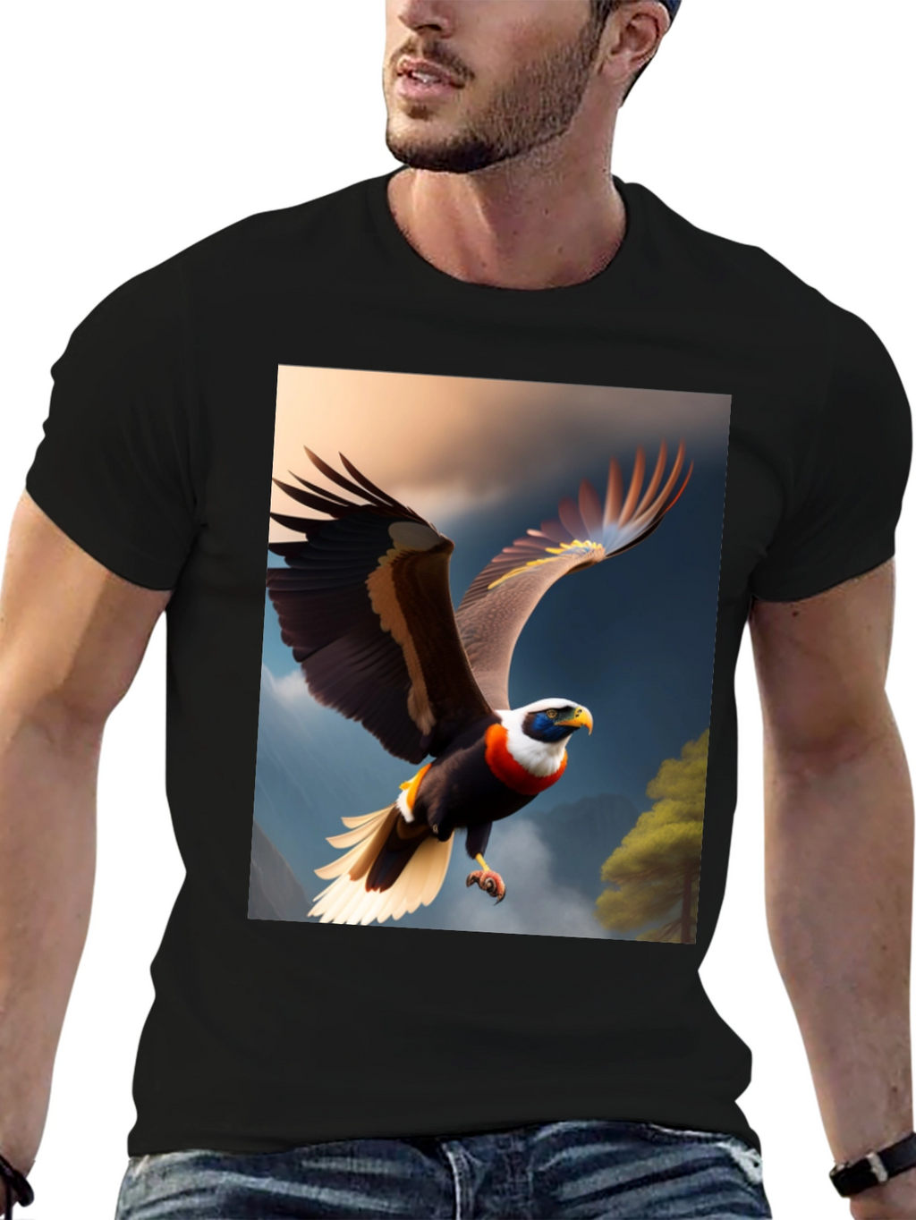 Eagle Print Black T-Shirt