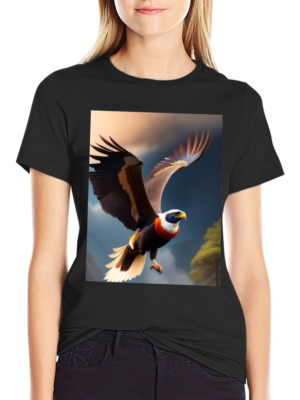 Eagle Print Black T-Shirt