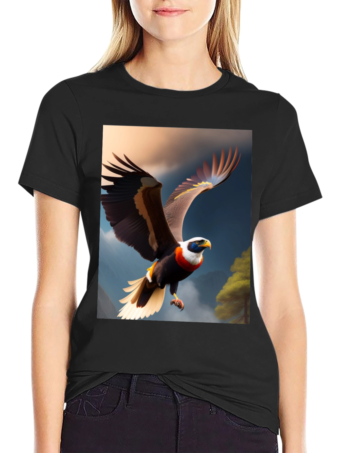 Eagle Print Black T-Shirt