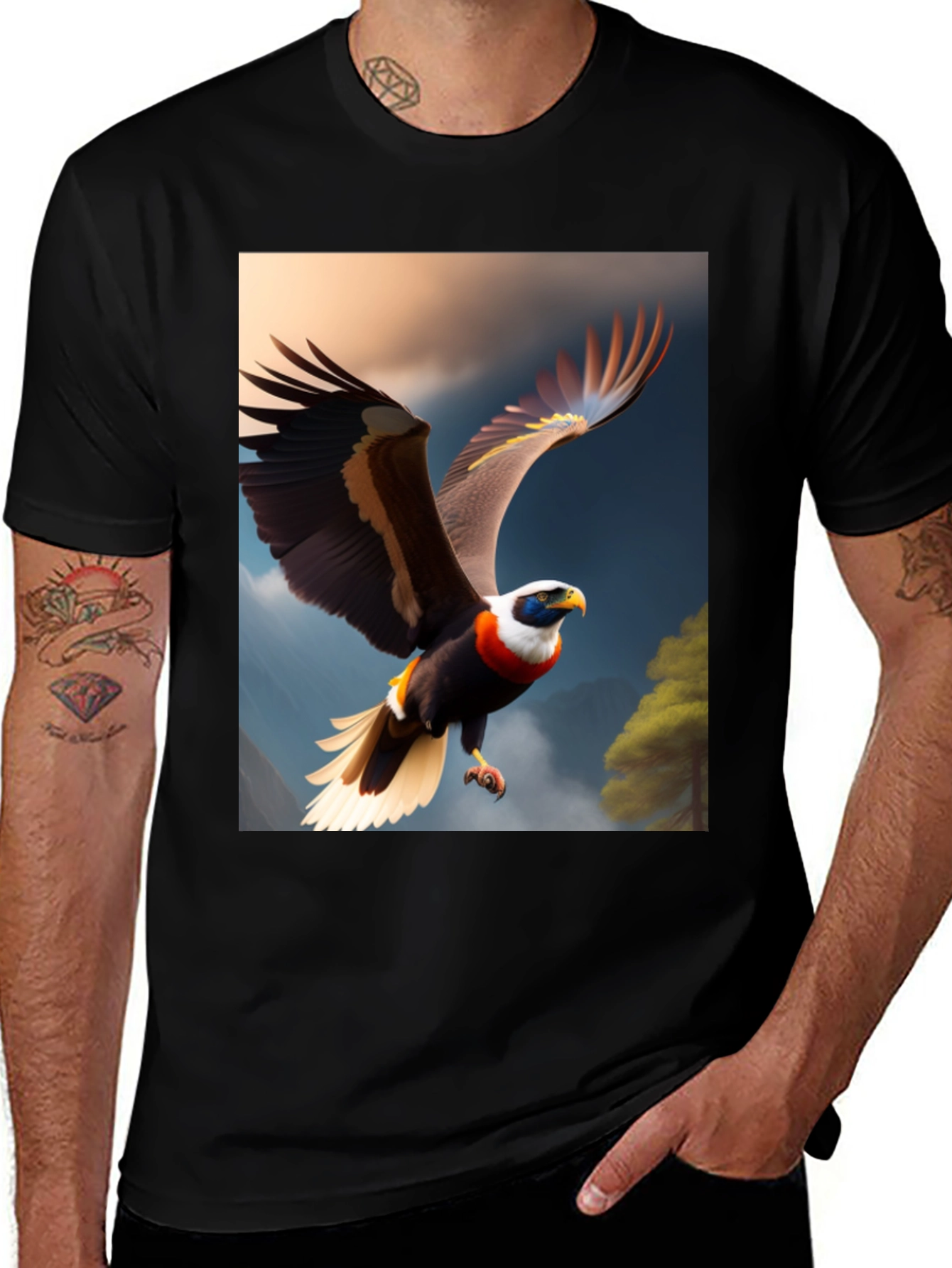 Eagle Print Black T-Shirt