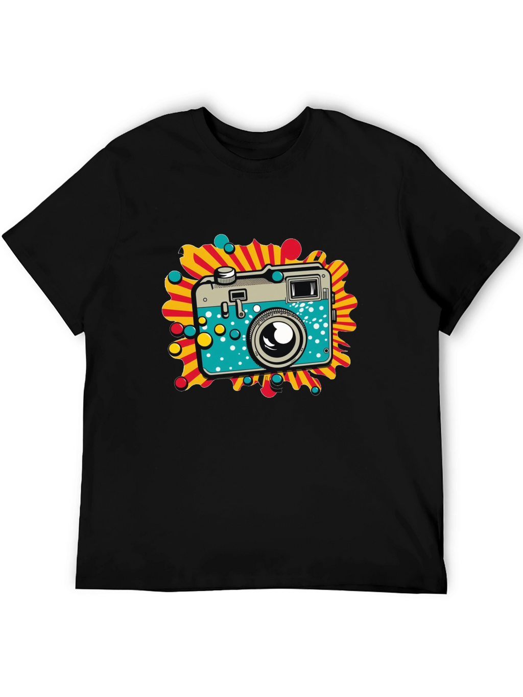 Retro Camera Graphic Black T-Shirt